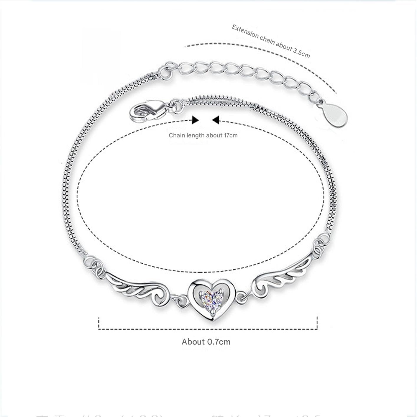 Braccialetto Donna Moda Cuore Donne Gioielli Regolabili Carino Minimalista Regalo Accessorio Trendy-Bianco