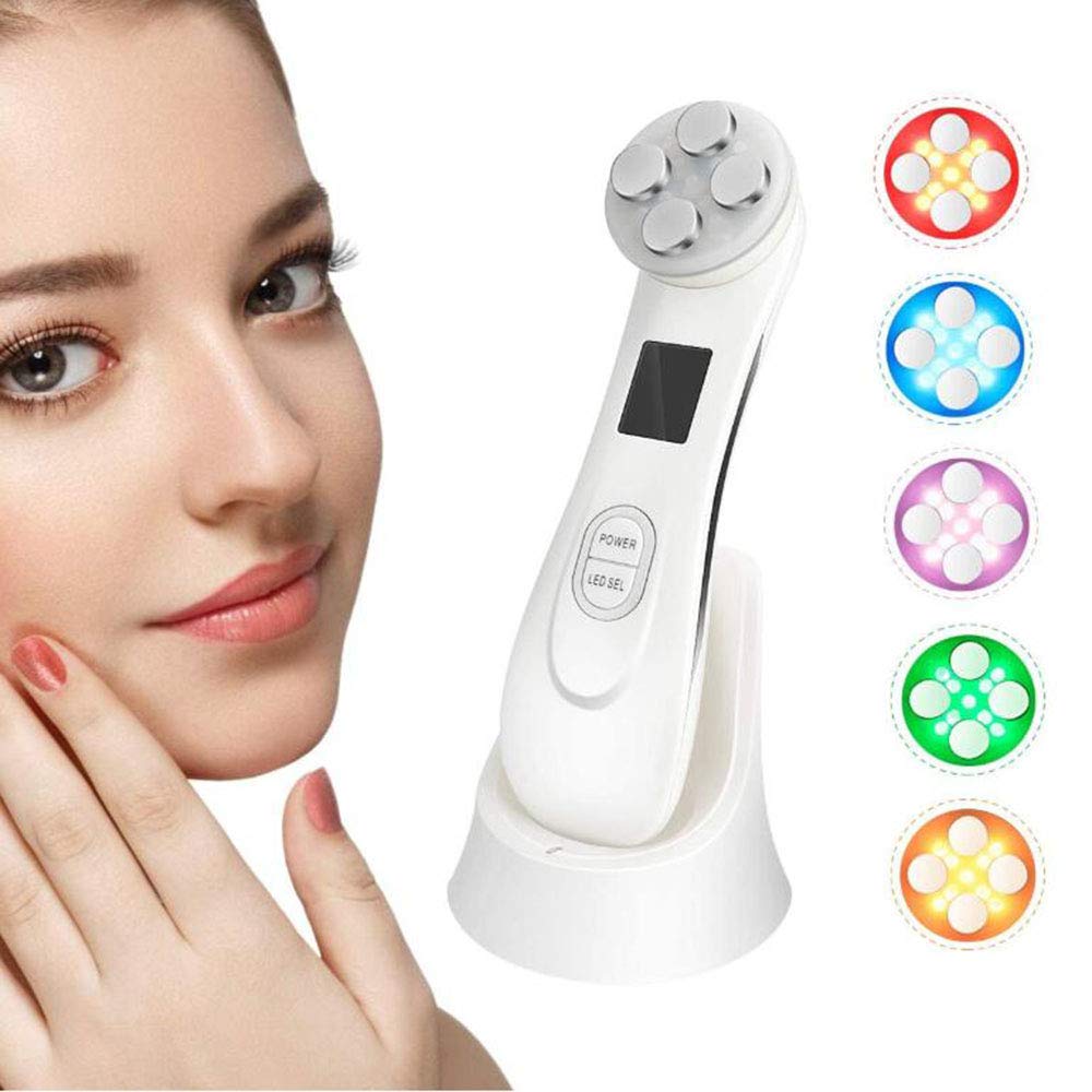 Radiofrecuencia Facial y Corporal Aparato, Aparato Facial Radiofrecuencia, 5 Modos de Terapia de luz LED, Antiarrugas Anti-envejecimiento, Limpieza Profunda, Cuidado Facial