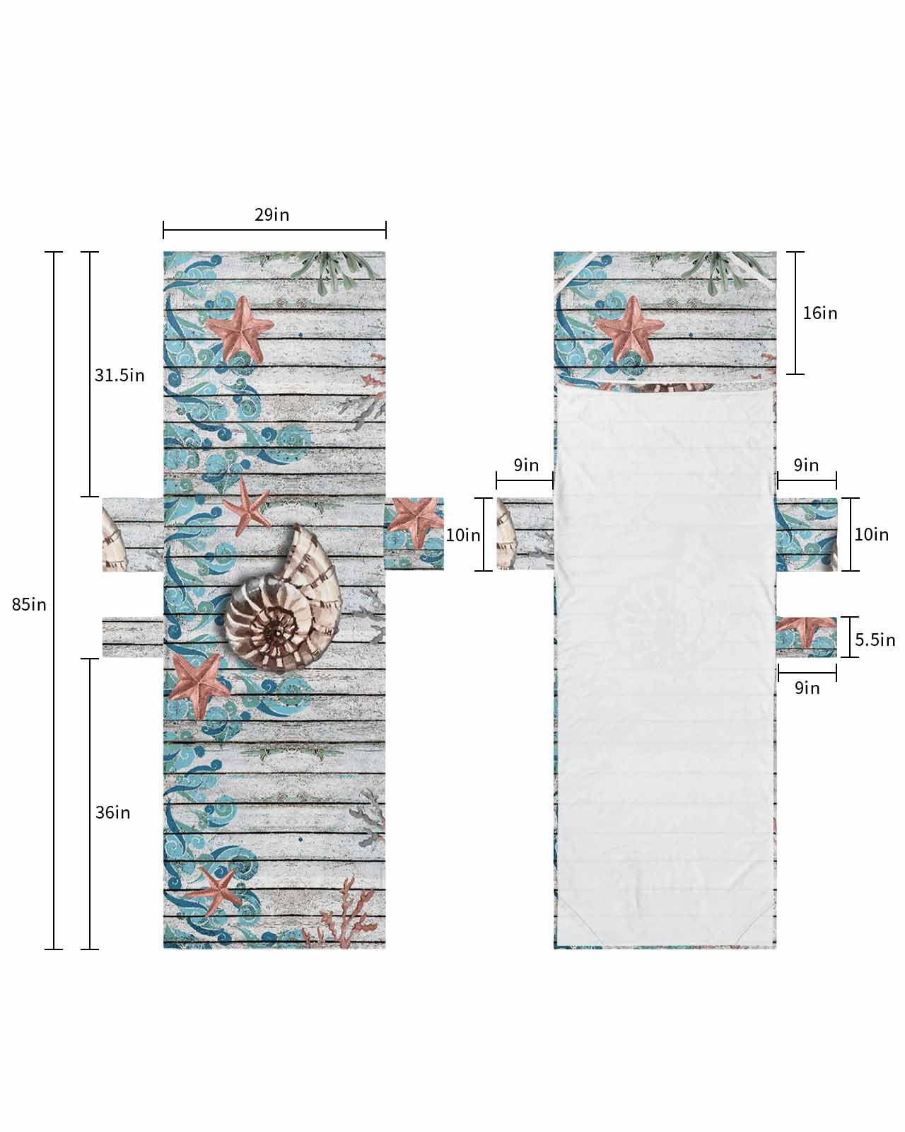 Coastal Conch Beach Lounge Chair Towel Cover, Soft Chaise Lounge Towel with Side Pockets Patio Pool Chairs Cover for Beach/Pool Sunbathing 29x85 Seaside Starfish Coral Wooden