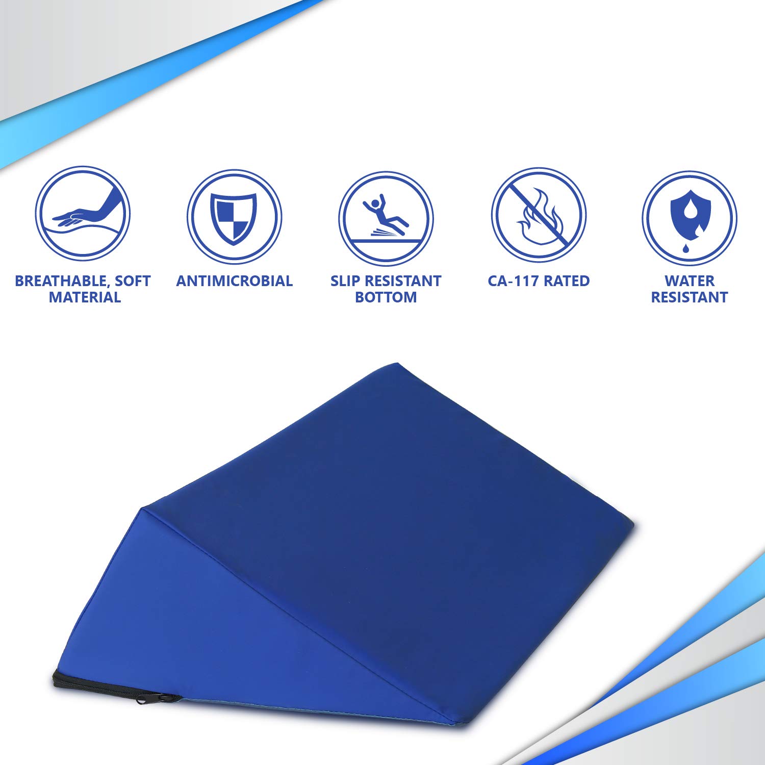 NYOrtho - Almohada de cuña de posicionamiento, fácil de limpiar, resistente al agua, protección antimicrobiana, 16x12x7, Inclinación lateral de 30°
