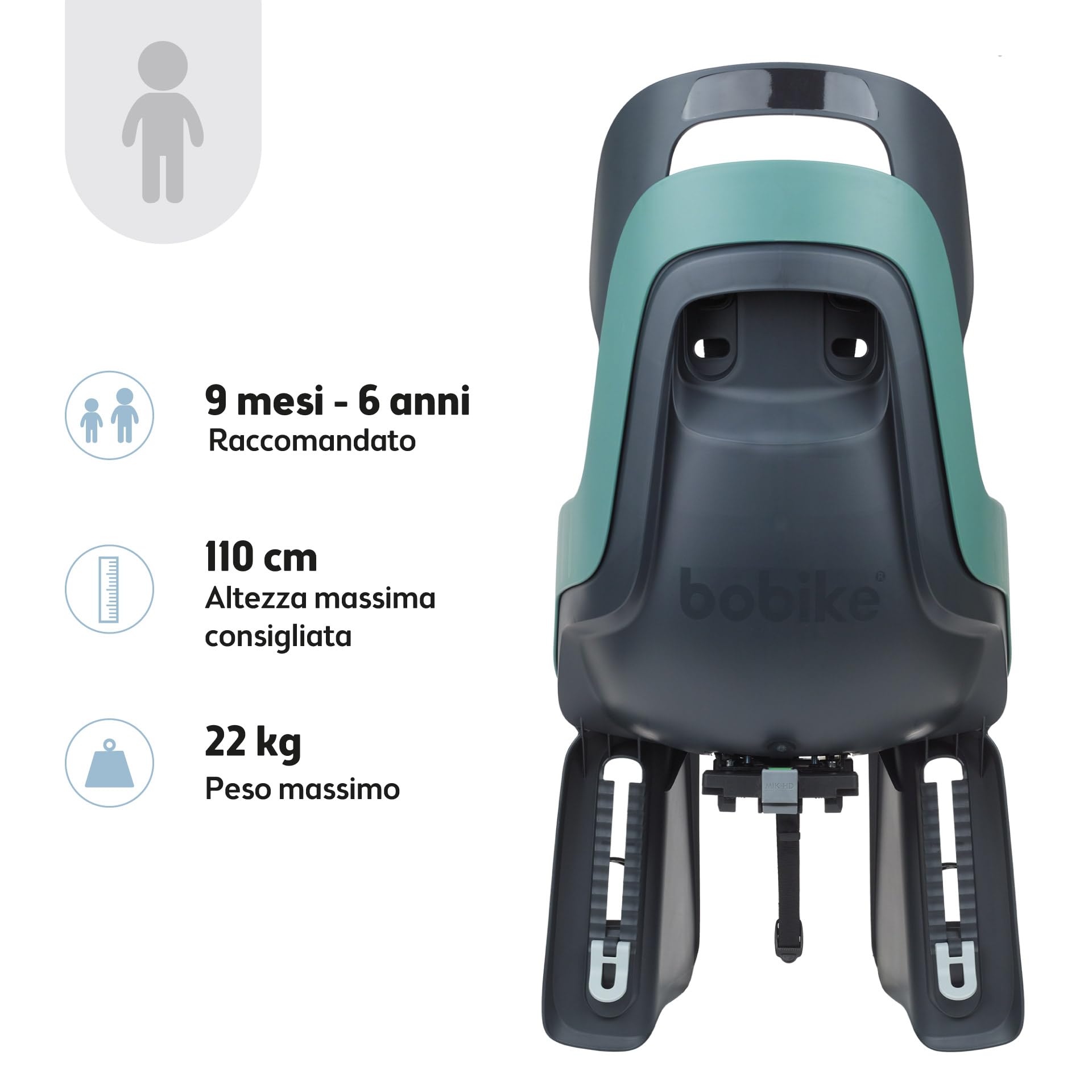 Bobike Rear Child Bike Seat Go Mik-HD System - Seggiolino Unisex-Baby