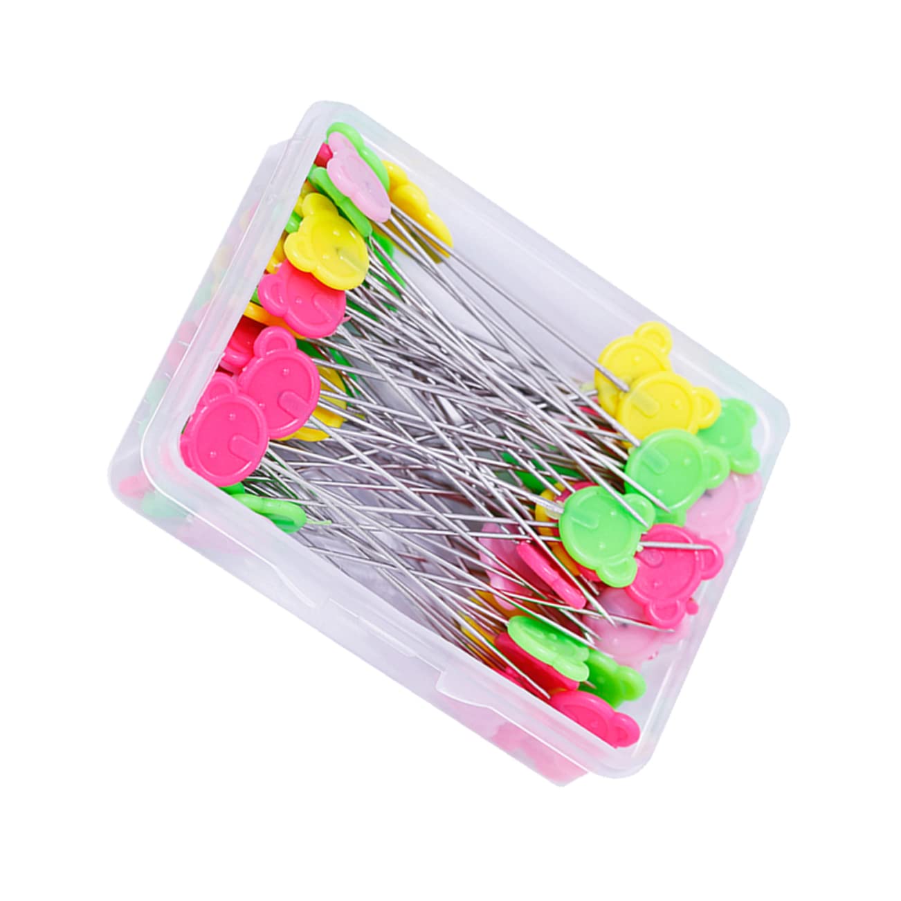KALLORY 50Pcs Colorful Bear Head Straight Pins Durable Sewing Accessories for Crafting Quilting Decoration for Sewing Projects and DIY Crafts