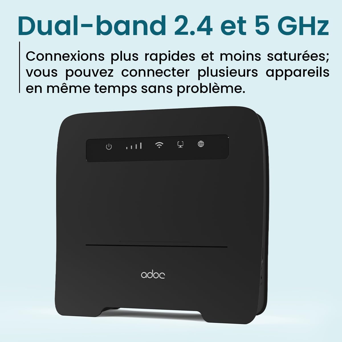 Routeur WiFi portable 4G ADOC R45, Cat. 4, vitesse WiFi supérieure à 300