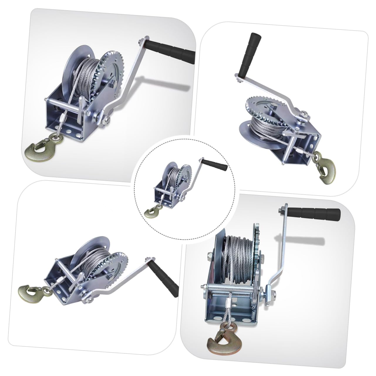 GLEAVI Steel Cable Hand Winch 3500lbs Capacity Multi-Purpose Trailer Winch for Heavy Lifting