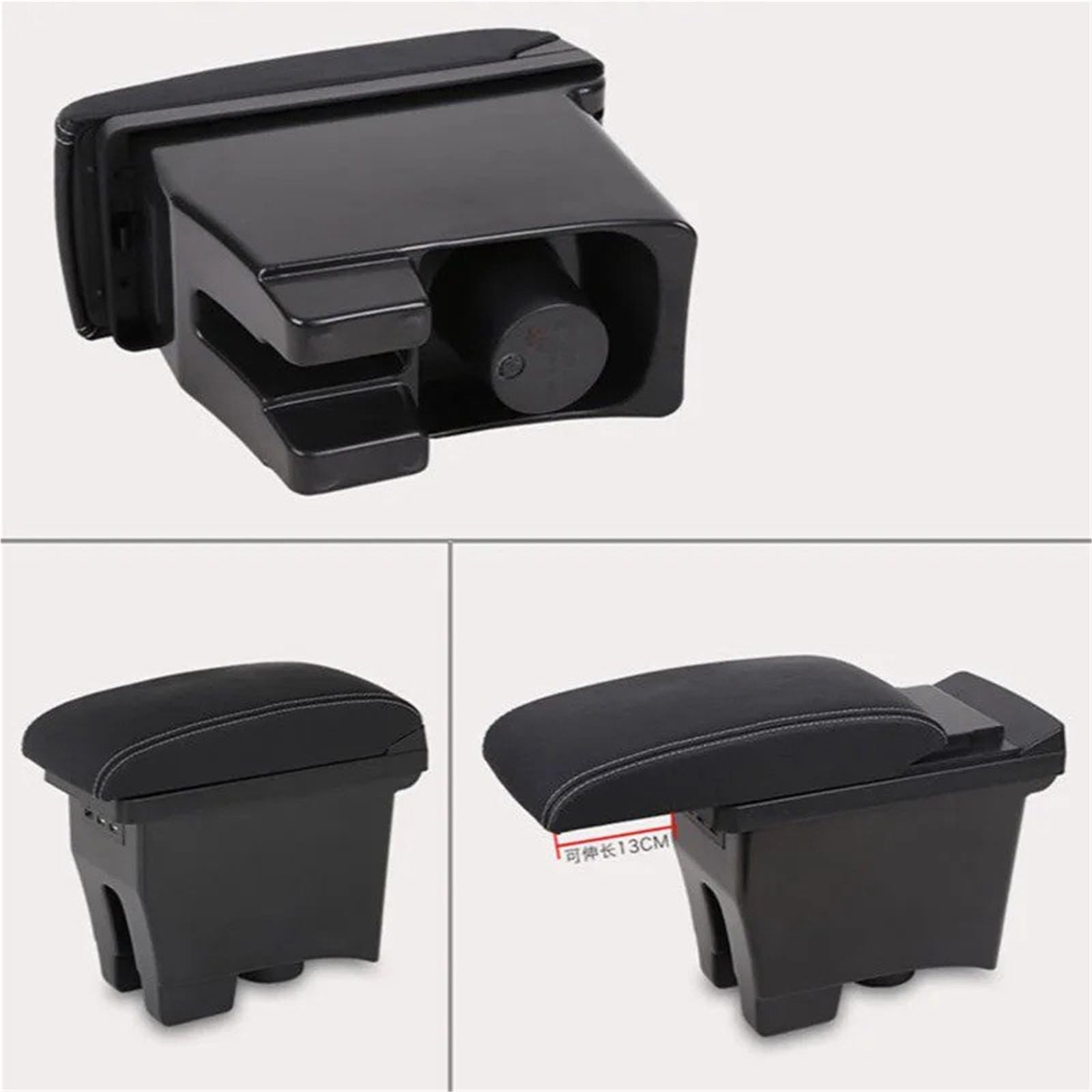 Mittelarmlehne Für VW POLO Mk5 6R 2012-2018 Auto Armlehne Box Lagerung Box Auto Mittelkonsole Armlehne Box(B black line Corium)