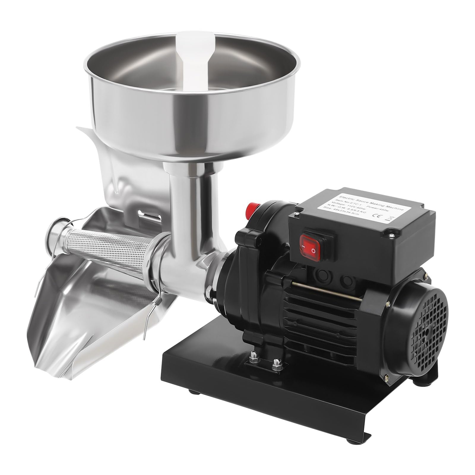 Passapomodoro Elettrico 450 W, Macchina Professionale per Salse | Produzione 20–60 kg/h, Grande Imbuto, Scivolo Regolabile e Acciaio Inox per Passata, Purè e Salse