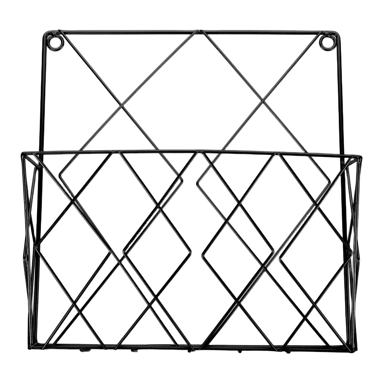 Wall Mounted Magazine Rack, Metal Wire File Holder 26.5 x 25.5 cm Black