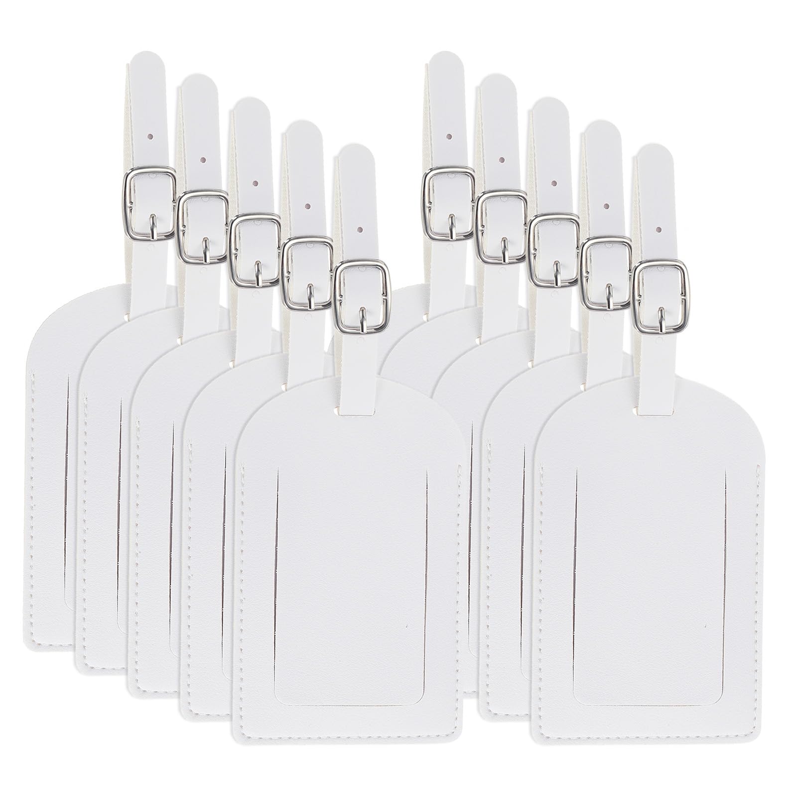 PATIKIL Etichetta Per Bagaglio In Pelle, 50 Pz Etichette Per Valigie In Pu Per Bagagli Accessori Essenziali Per Viaggi In Aereo, Bianco