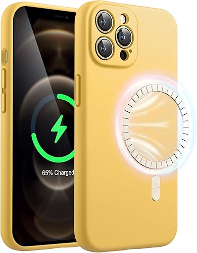 JETech Funda magnética de silicona para iPhone 12 Pro Max de 6.7 pulgadas, compatible con MagSafe, funda para teléfono con lente de cámara