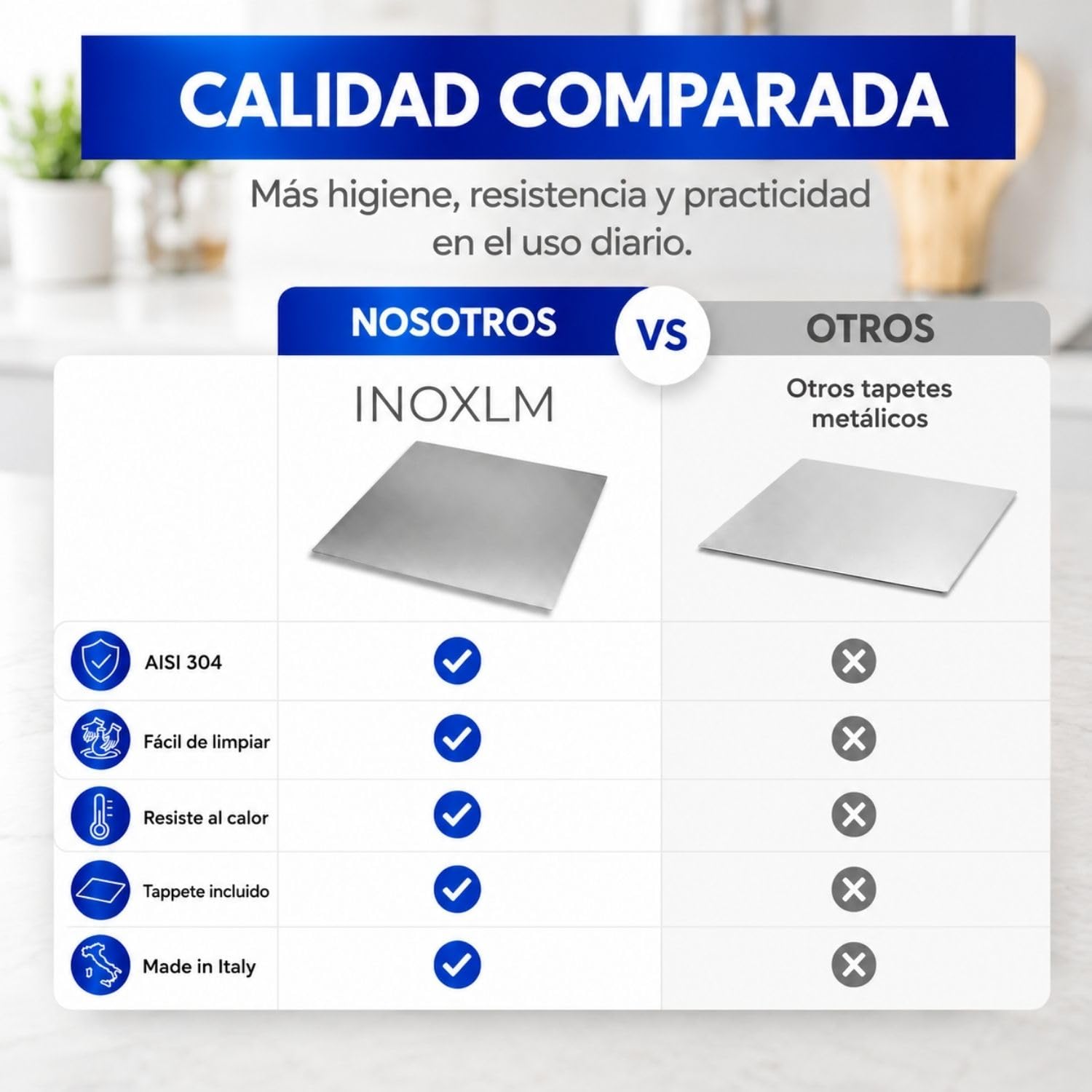 INOXLM - Tabla de trabajo de acero inoxidable para amasar sin pliegues, varios tamaños, para cocina, bar, restaurante, para amasar sin pliegues, modelo Capricornio (60 x 50 cm)