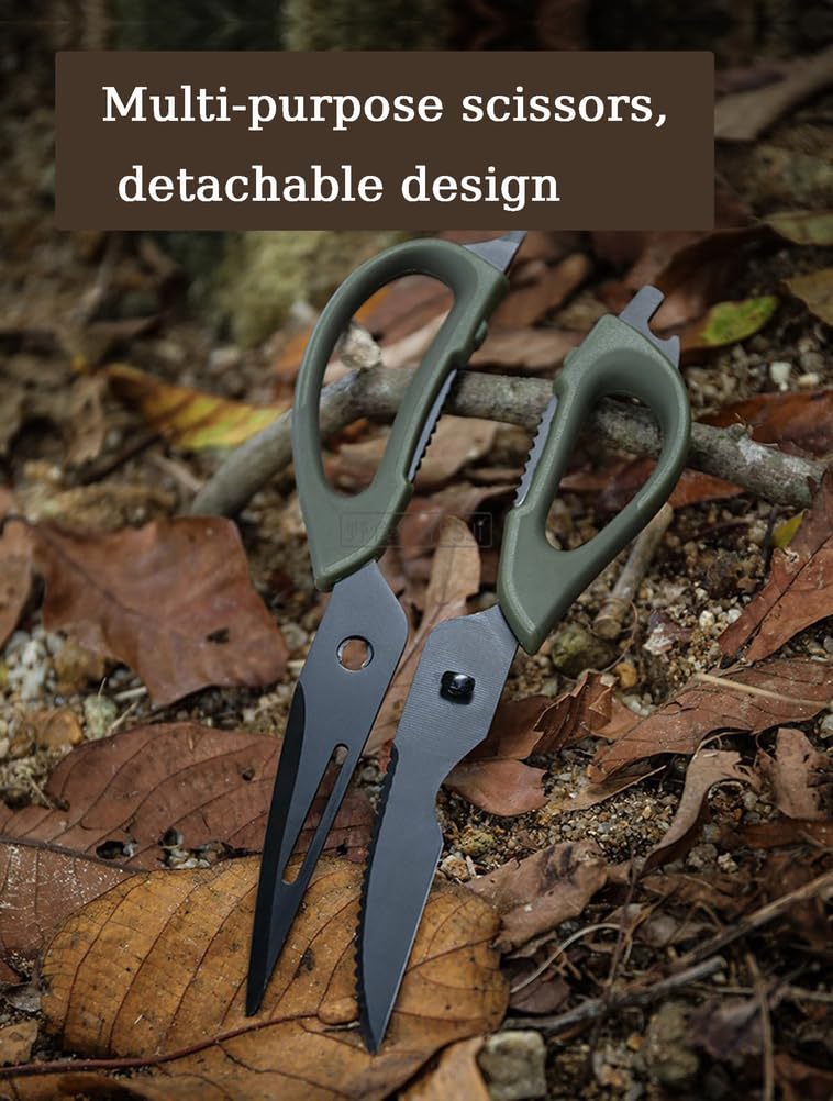 Tragbares Camping-Küchenutensilien-Set, multifunktionale Schere, Küchenmesser, Clip, Schneidebrett Outdoor-Kochgeschirr-Kochset,Schwarz