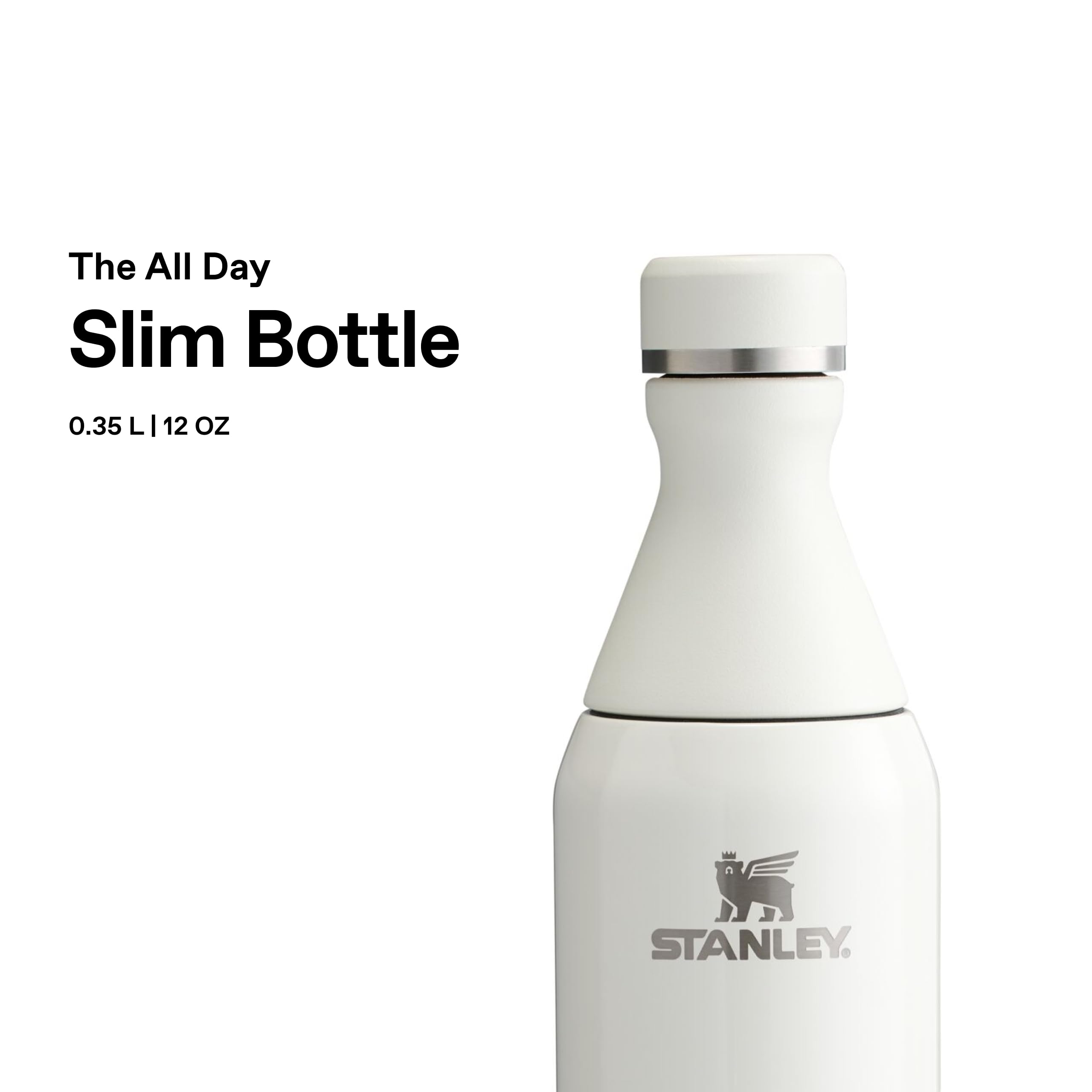 Stanley 1913 All Day Slim Gourde Isotherme 0.35L - Cream | Froid Pendant 3 Heures - Glacé Pendant 9 Heures - Acier Inoxydable Recyclé Sans BPA - Étanche - Bouteille D’Eau Compacte