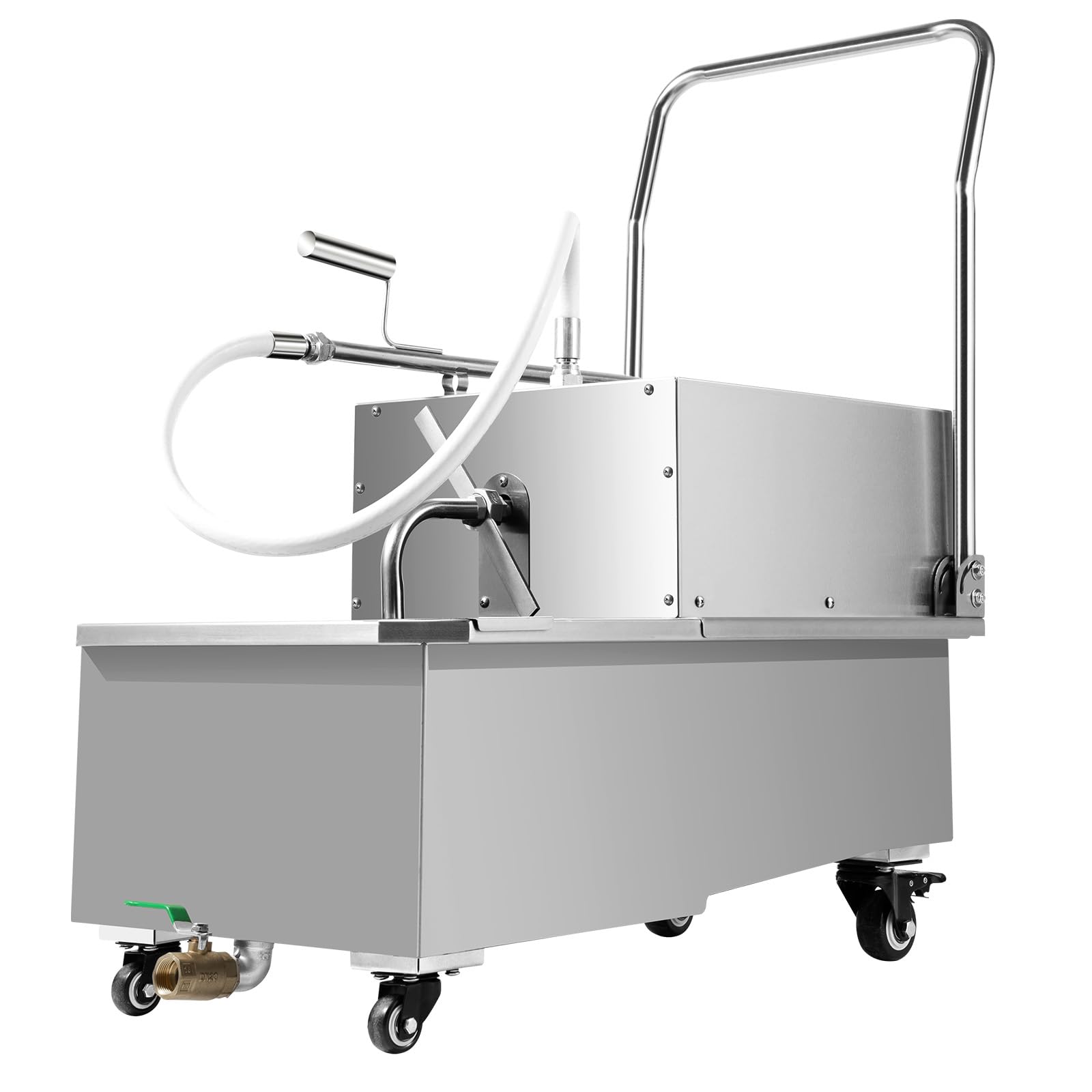 Eleeferri 55 L /14.5 Gal Commercial Fryer Filter Machine, Mobile Deep Fryer Oil Filter Truck, 550W Fryer Filter, Gravity Sedimentation, 8.45Gal/min Pump Flow Frying Oil Filtering System for Restaurant