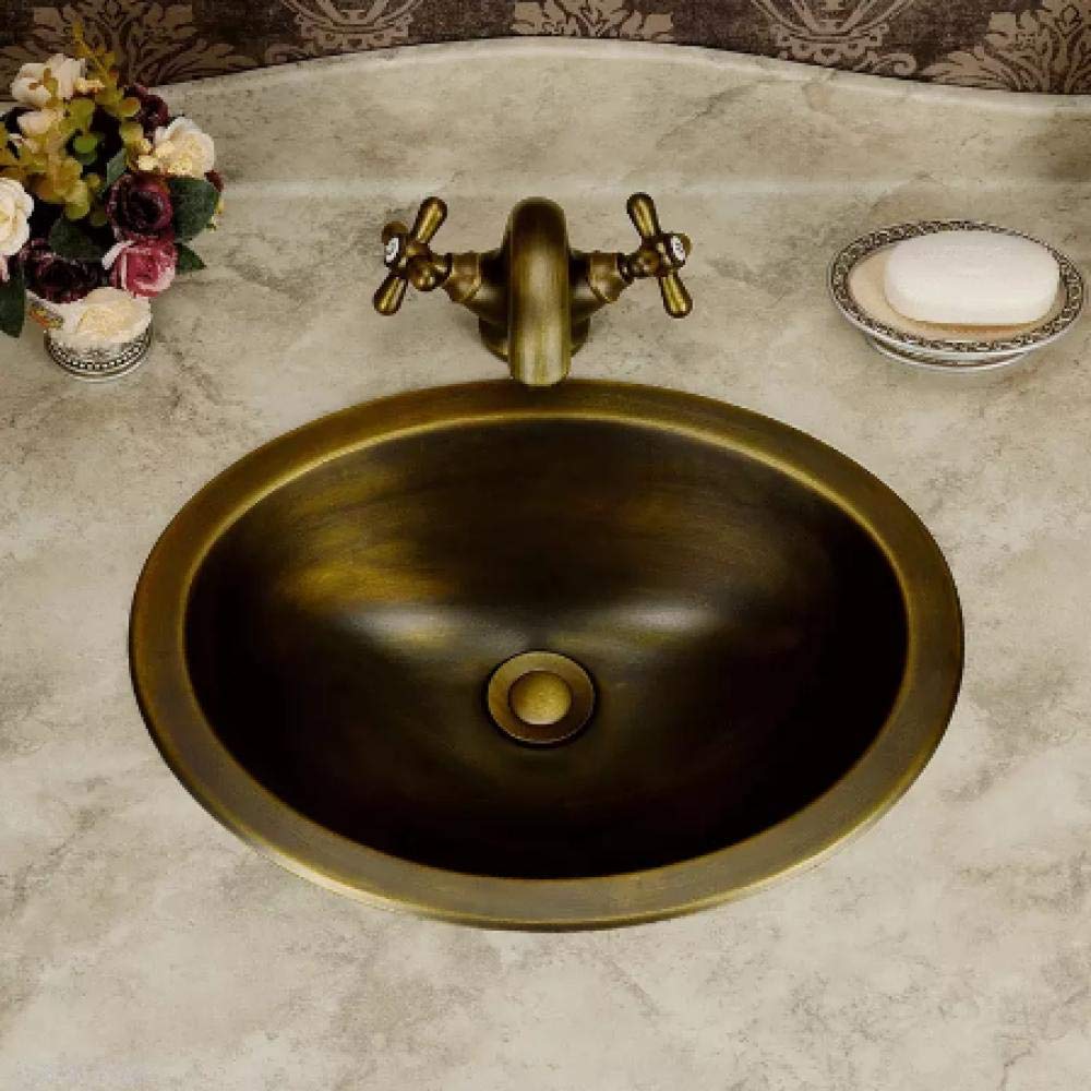 Buy YYZD® bathroom sink Copper Under Counter Basin Oval Wash Basin