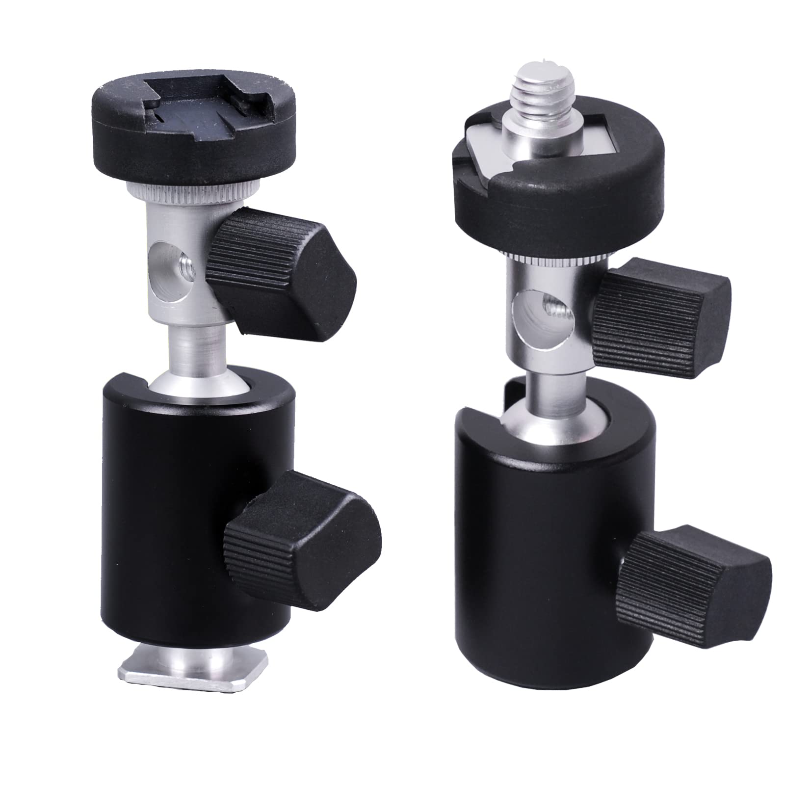 HAPPYTOPSTAR【2 Packs】Hot Shoe Mount Adapter 1/4" Load Capacity 2Kg Ball Head Ring Light Adapter for Cameras, Camcorders, Smartphone, Gopro, LED Video Light, Microphone, Video Monitor, Tripod, Monopod