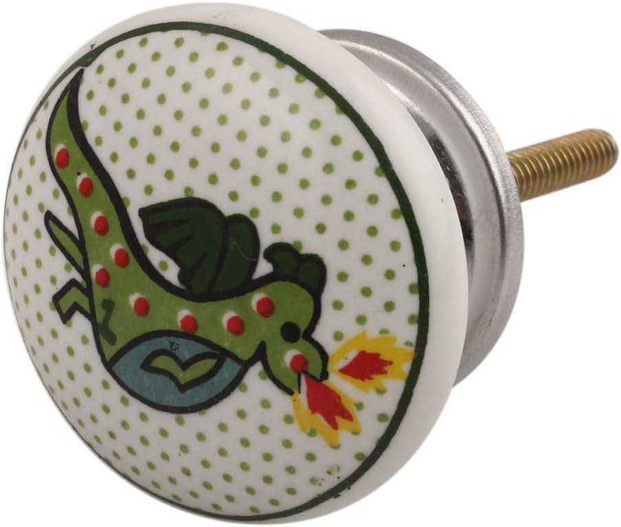 Indian Shelf Ceramic Multicolor Dragon Flat Drawer Handles Cabinet Knobs Dresser Pulls Farmhouse Hardware Look