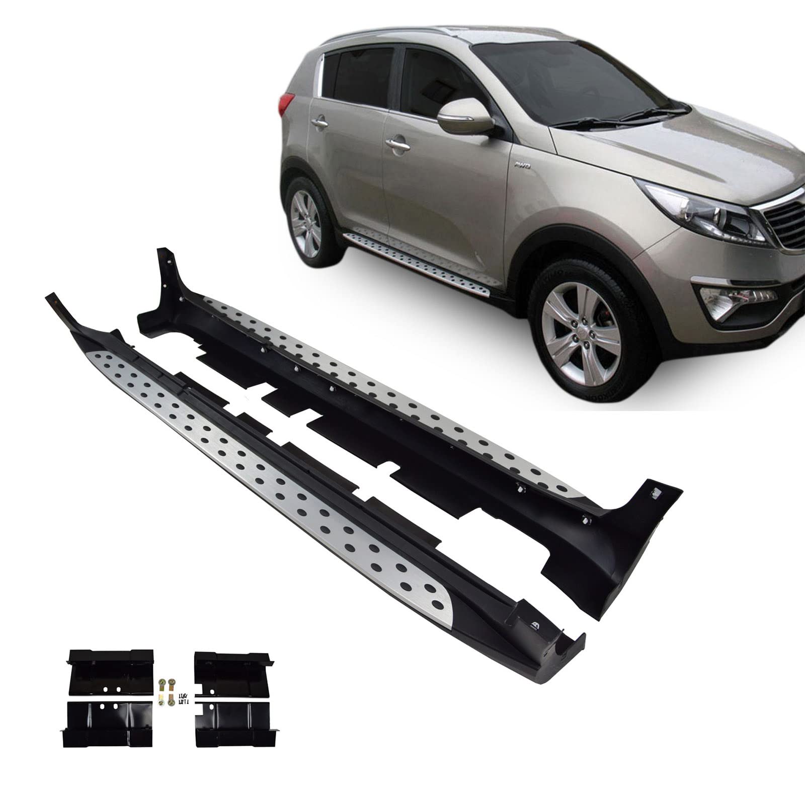 LOOK SPORTIVO PER KIA SPORTAGE 2010-2015 PEDANE LATERALI ALLUMINIO SOT – RICAMBI