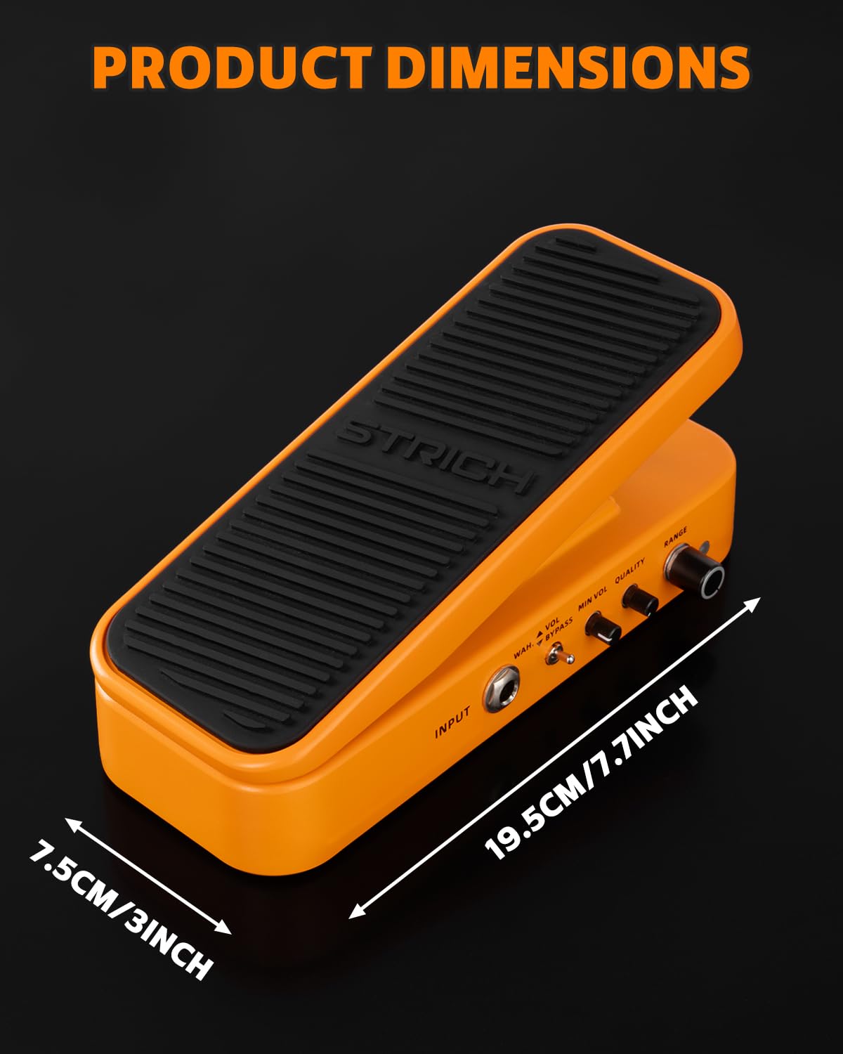 STRICH SW-2 Gitarren Wah & Volume Pedal mit Netzadapter, 2-in-1 Combo Effektpedal für E-Gitarre, Vintage Wah-Ton mit aktiver Lautstärkeregulierung, Vollgrößen-Leichtdesign