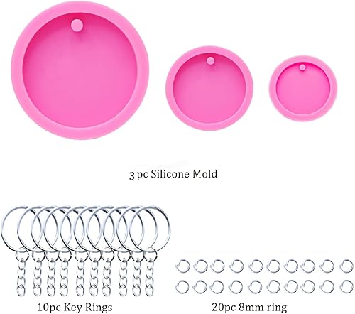 Miniatura 2 de 3 moldes circulares de silicona de resina brillante de 1.5 pulgadas, 2 pulgadas, 2.5 pulgadas, etiqueta de gato para mascotas, molde de llavero con