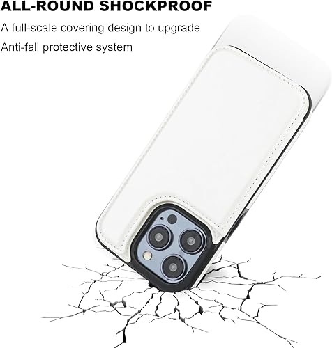 Miniatura 5 de ONETOP Funda tipo cartera compatible con iPhone 15 Pro con soporte para tarjetas, funda de piel sintética con ranuras para tarjetas, doble cierre