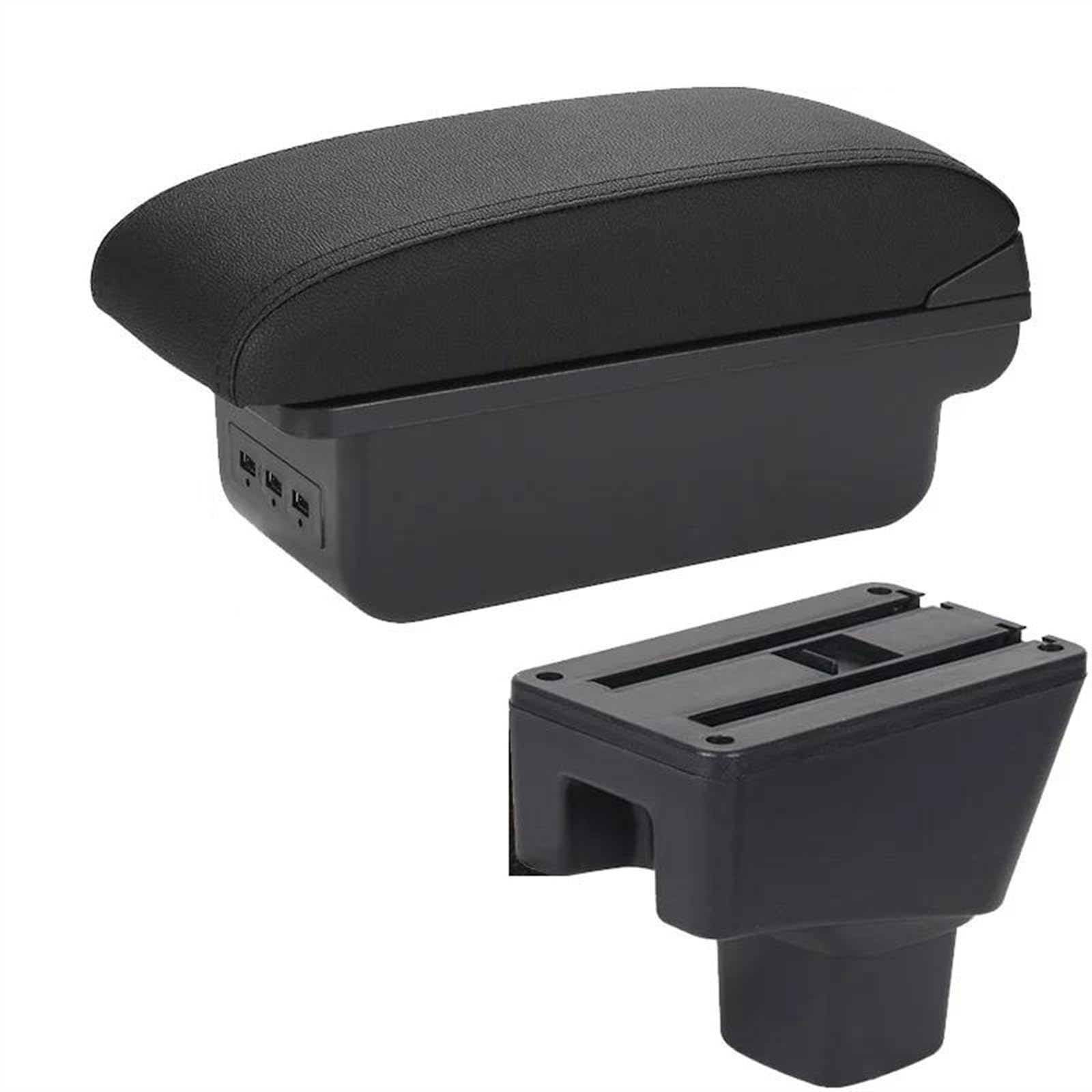 NOHEEU Car Armrest Box Interior Parts Retrofit Storage Accessories Details For SUZUKI SX4(B2 Black line 3USB)