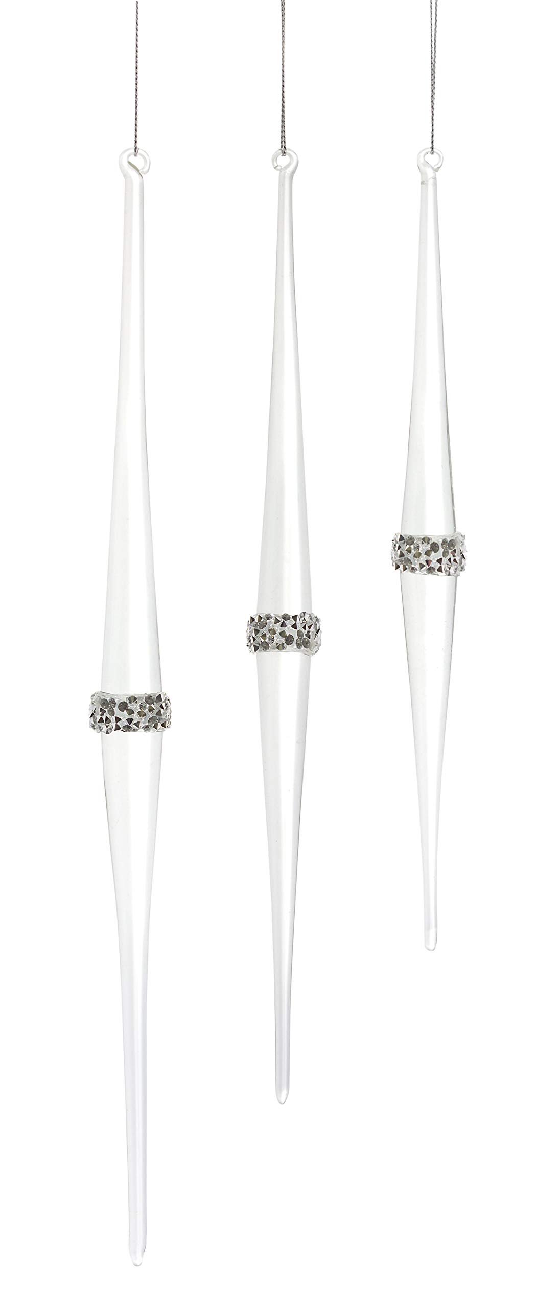 Icicle Ornament (Set of 3) 9.75"H, 11.75"H, 13.75"H Glass