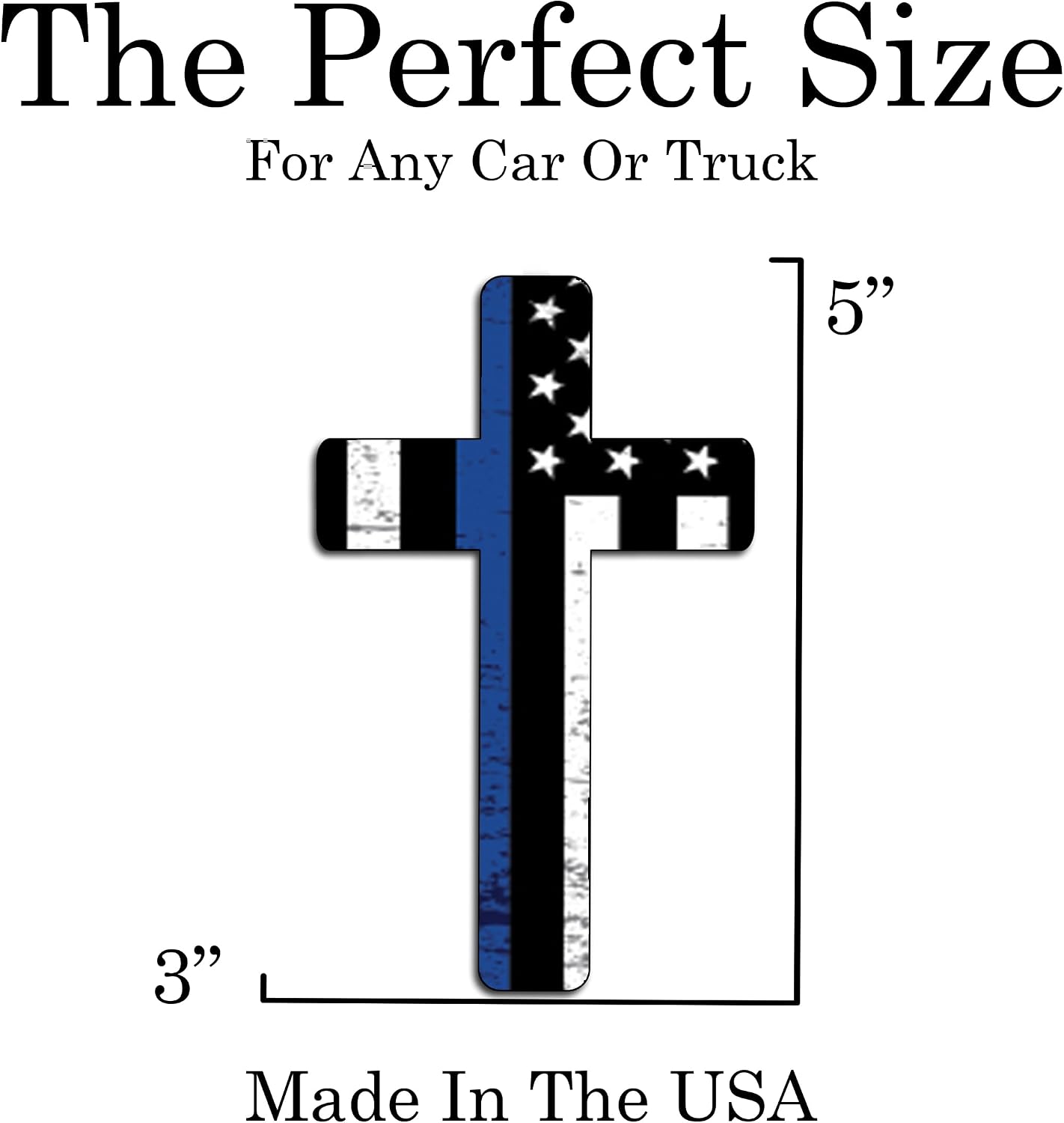 Thin Blue Line Flag Cross Sticker Vinyl Decal for Car Truck Window Bumper Sticker Support of Police and Law Enforcement Officers (5 Inch)