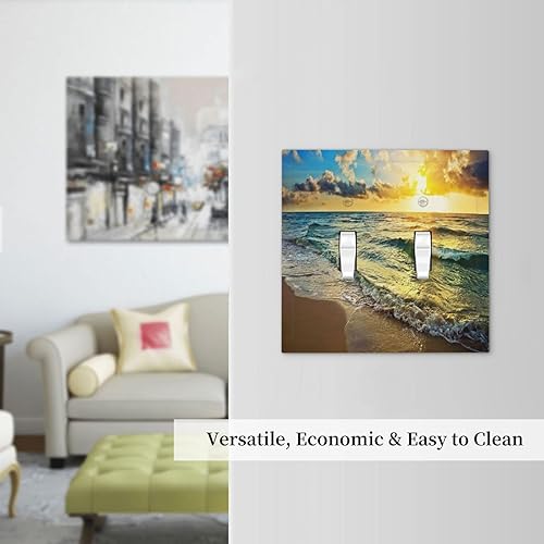 Vista 333 de Placa de pared con interruptor de luz de doble interruptor de pared para niños, diseño de dinosaurio, galaxia, espacio exterior, planeta, nebulosa