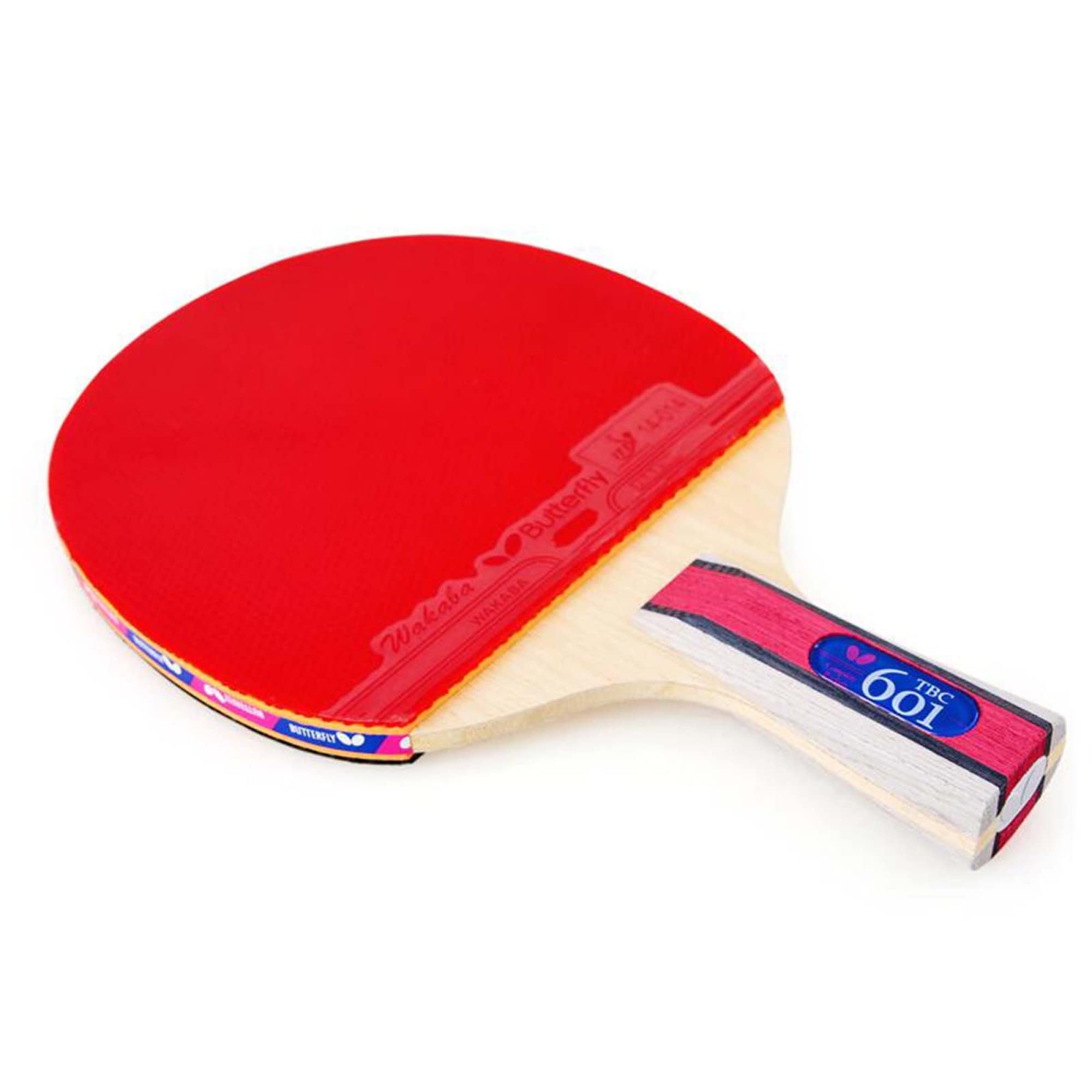 Mazza da ping pong, racchetta professionale, legno a 5 strati, con gomma approvata ITTF / 6 stelle/manico corto