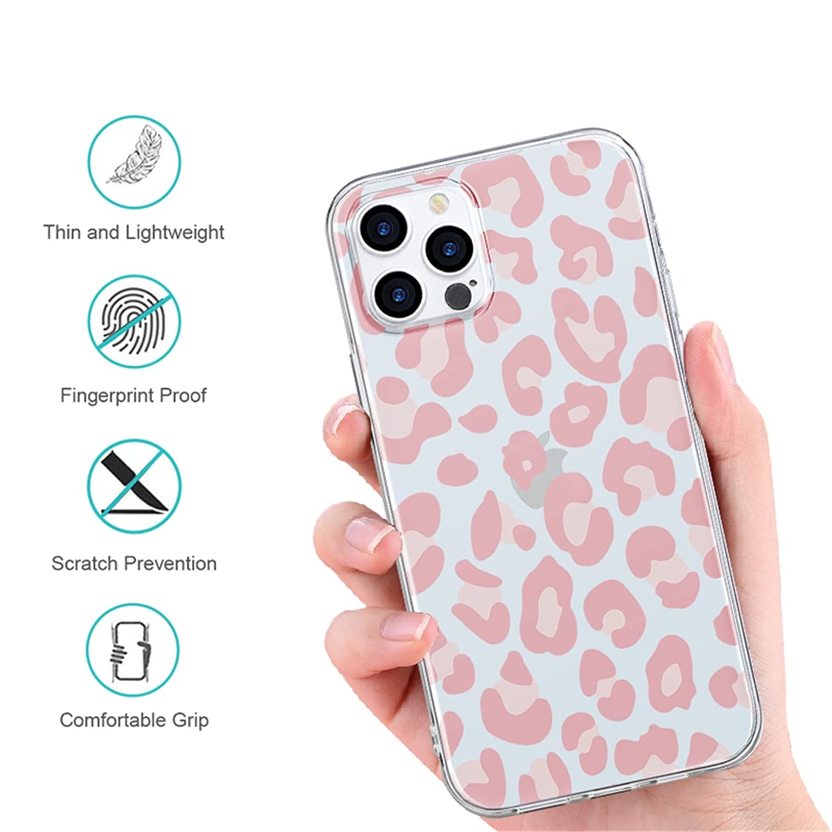 Yoedge 2 Pezzi Cover per iPhone 13 Pro 6,1, Ultra Sottile Trasparente Morbida TPU Custodia in Silicone Antiurto Protettiva Case con Aesthetic Disegni per Donne per iPhone 13 Pro, Stampa Leopardata