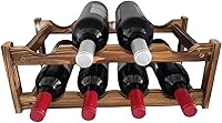 LoongZDD 8-Bottle 2-Tier Carbonized Pine Wood Wine Rack - Freestanding Countertop Organizer for Kitchen Bar Cabinet