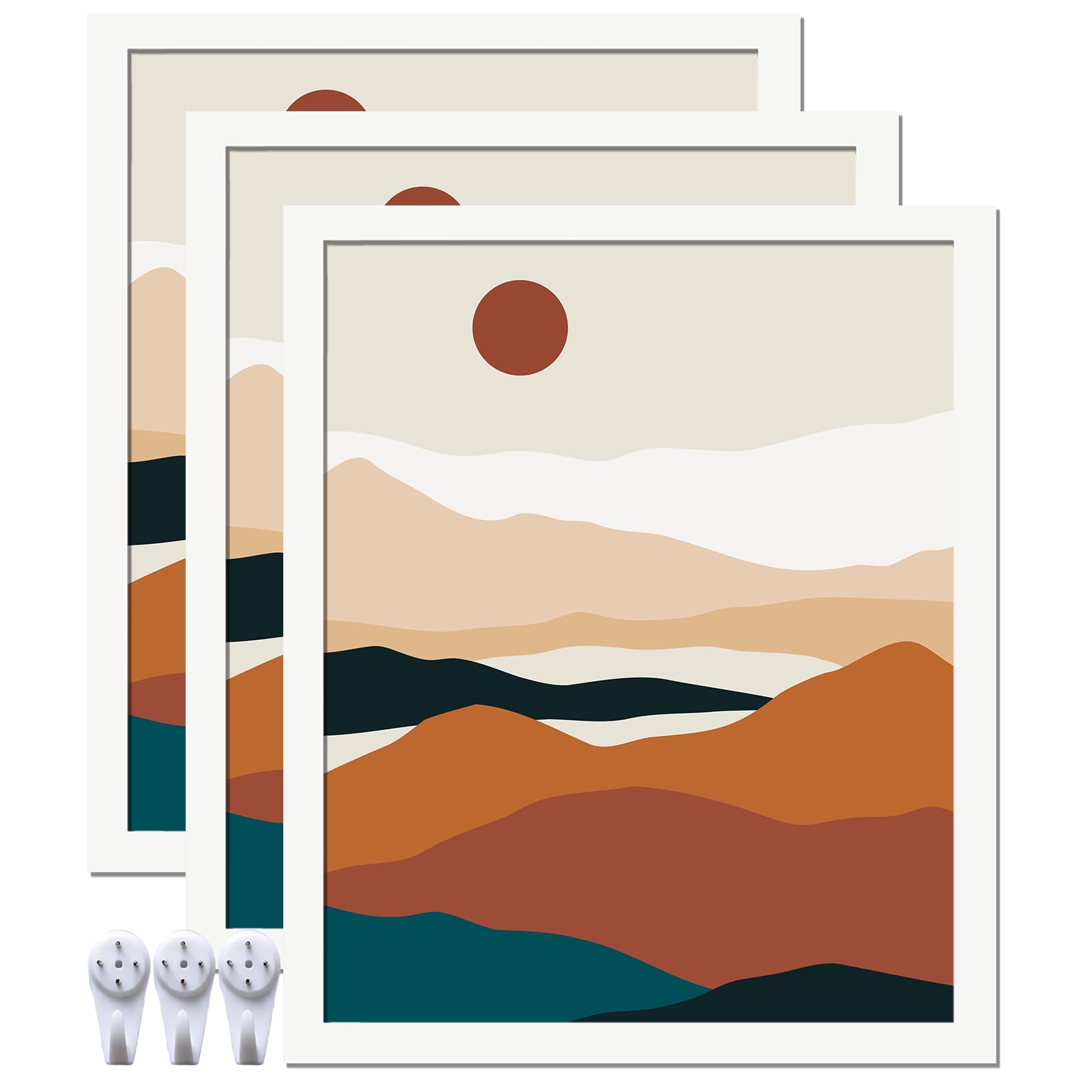 ijuerybai White 9x11 Picture Frame Set of 3, High Transparent Frame for 9 By 11 Photo Collage Canvas Poster Size Wall Mount and Tabletop Horizontally