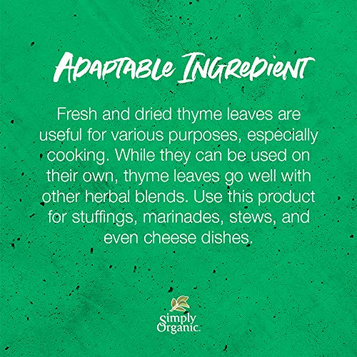 Simply Organic Whole Thyme Leaf, Certified Organic | 0.78 Oz | Pack Of 2 | Thymus Vulgaris L. #TOP3
