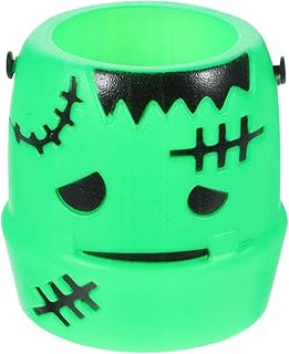 Cubo de calabaza de Halloween, cubo de calabaza o caramelo, cubo de plástico para decoraciones de fiesta de Halloween, color morado, CLS516 (verde, talla única)