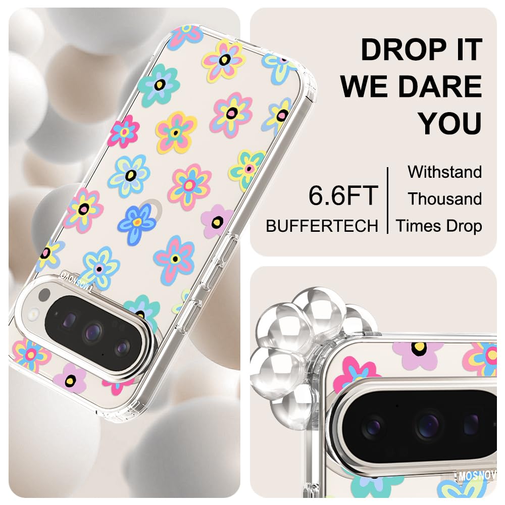 MOSNOVO Case for Google Pixel 10 & Pixel 10 Pro, [Buffertech 6.6ft Military-Grade Drop Protection] [Anti Peel Off Tech] Clear TPU Bumper Phone Case Cover Design - Cute Cherry — view 507