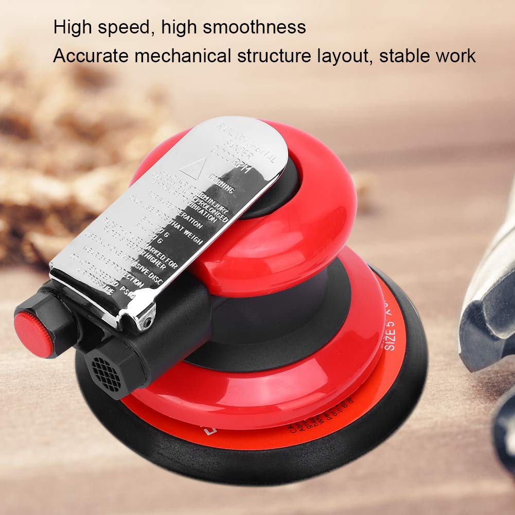 Pulidora neumática Máquina pulidora Lijadora orbital con ángulo de aire de 5 pulgadas Componentes de control industrial Alta velocidad Durable Ergonómico para carpintería marina
