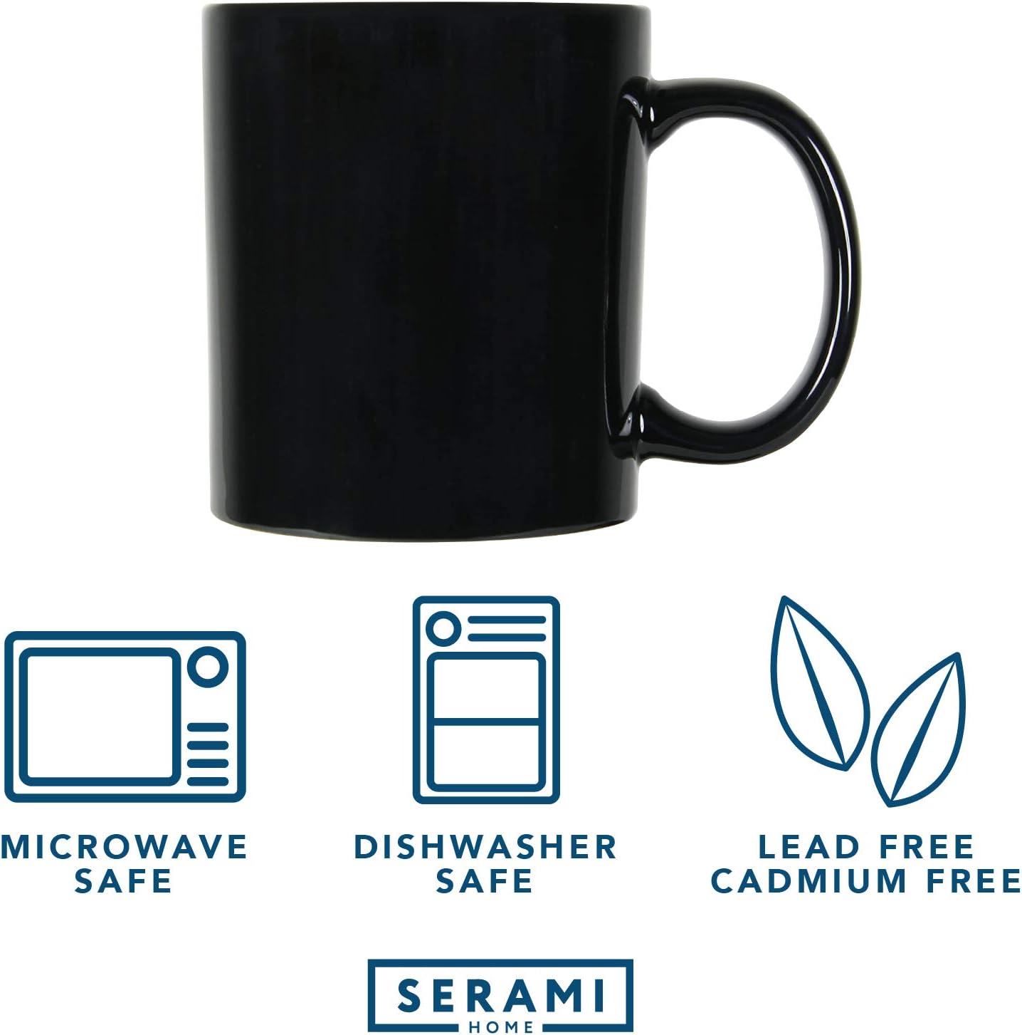 🛒 Crаzу Dеаlѕ Serami 19oz Black Large Classic Mugs for Coffee or Tea. Large Handle and Heavy Duty Construction, Set of 4 Hоlіdау Dеаlѕ 🛒 Serami 19oz Black Large Classic Mugs for Coffee or Tea. Large Handle and Heavy Duty Construction, Set of 4