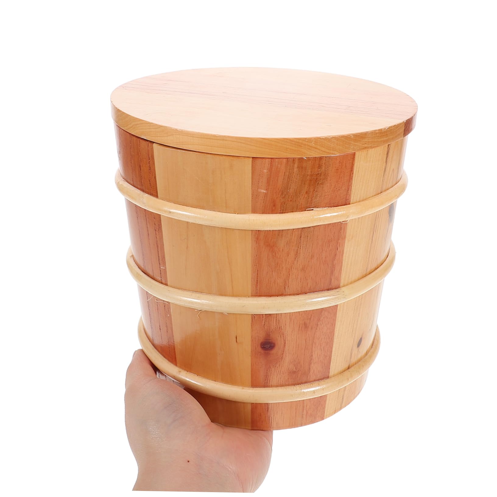 ULTECHNOVO Secchiello in Legno Per Cottura a Vapore Del Riso Secchiello Per Sushi Giapponese Barile Per Risotto e Conservazione Del Cibo Vasca Rotonda Per Miscelare Riso e Alimenti Cinesi
