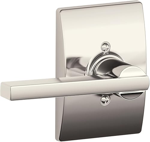 Schlage Lock Company Latitude F170 LAT 618 CEN - Manilla con bloqueo no giratorio y moldura Century, en acabado de níquel pulido