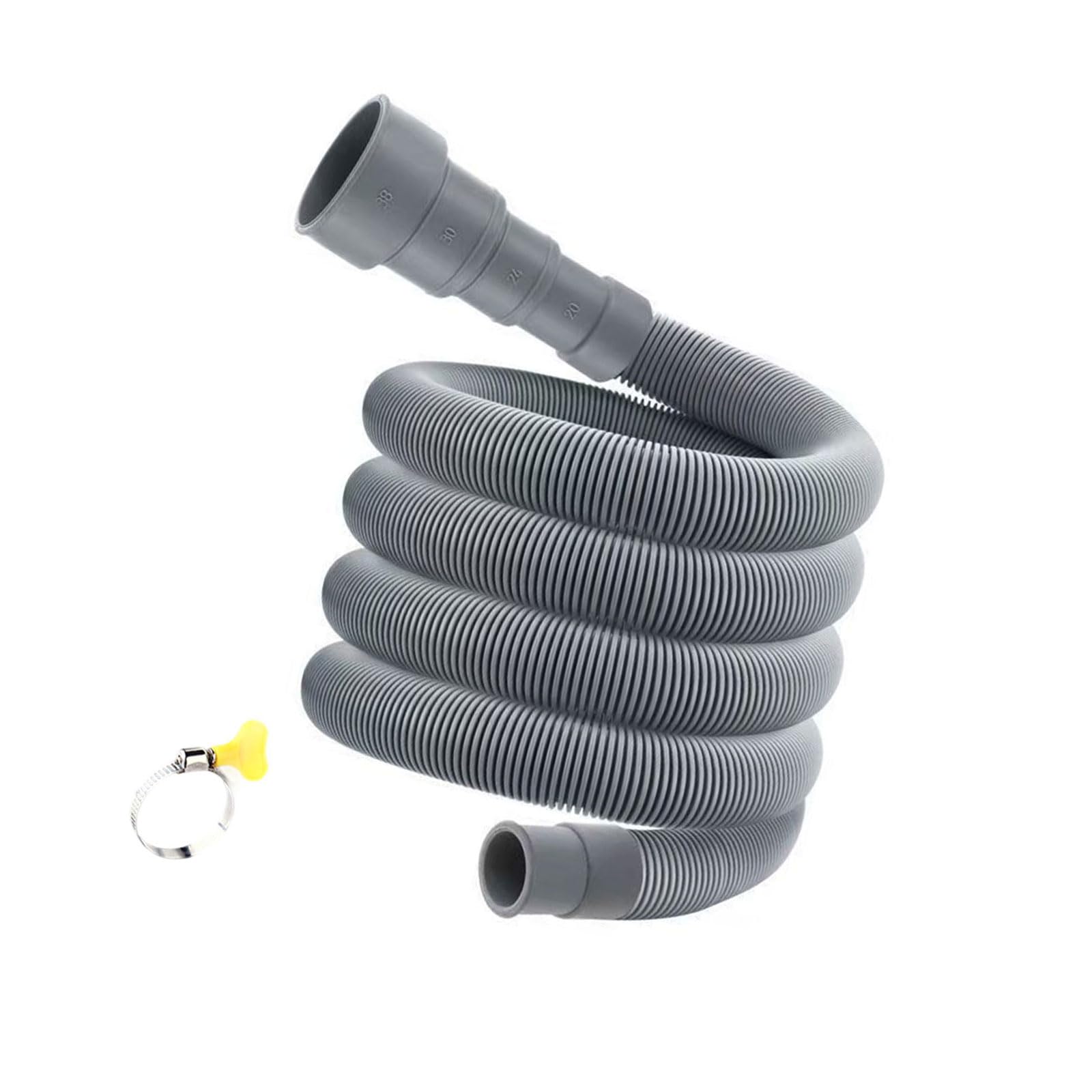 Length Drainage Hose Reinforced Steel Rubber Extension Tube Fit for Top Load Washers Automatic Washer Drain Pipe Extension
