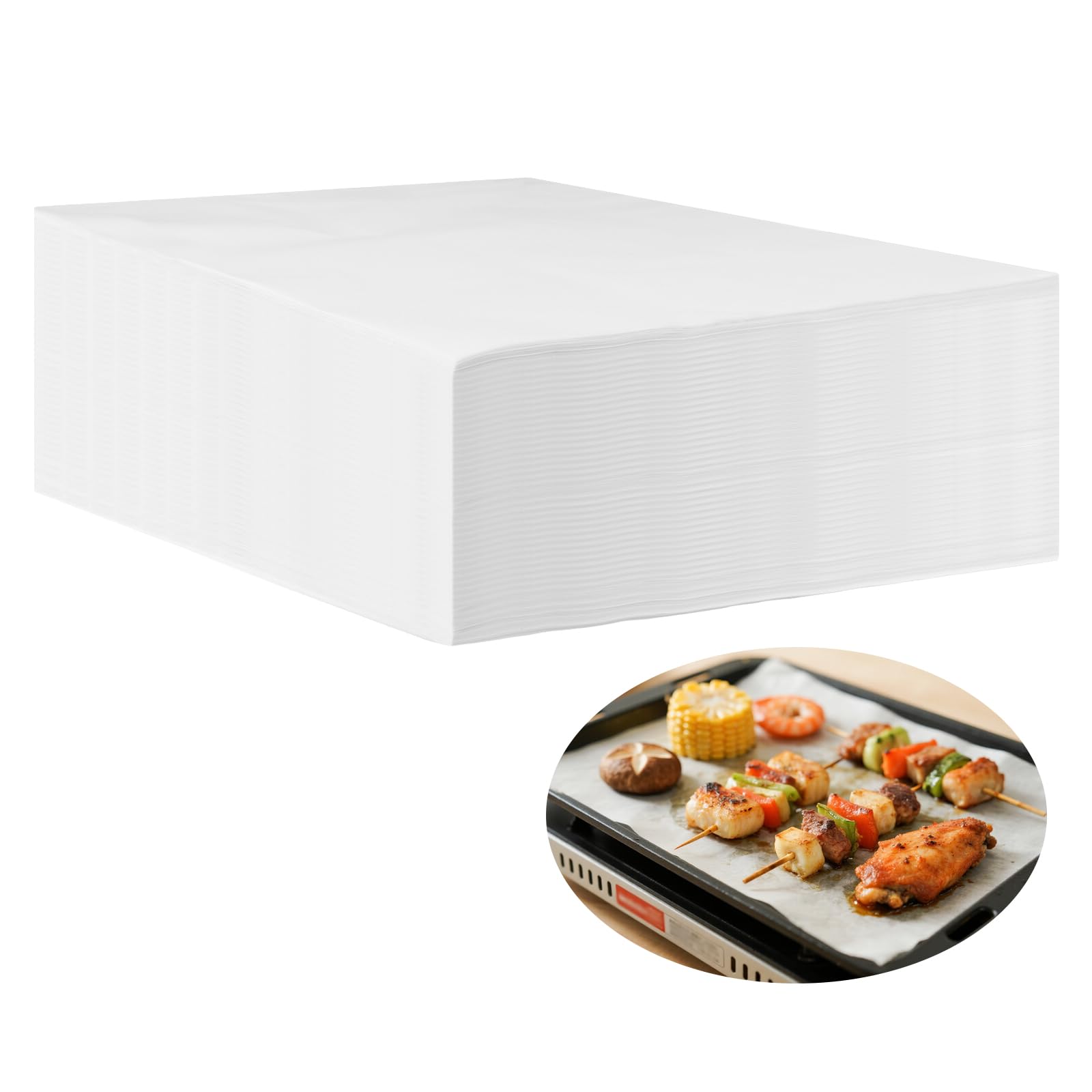 500 fogli di carta da forno pretagliata, 40 x 30 cm, antiaderente, rivestita in silicone, per forno, pane, pizza, hamburger, patatine fritte