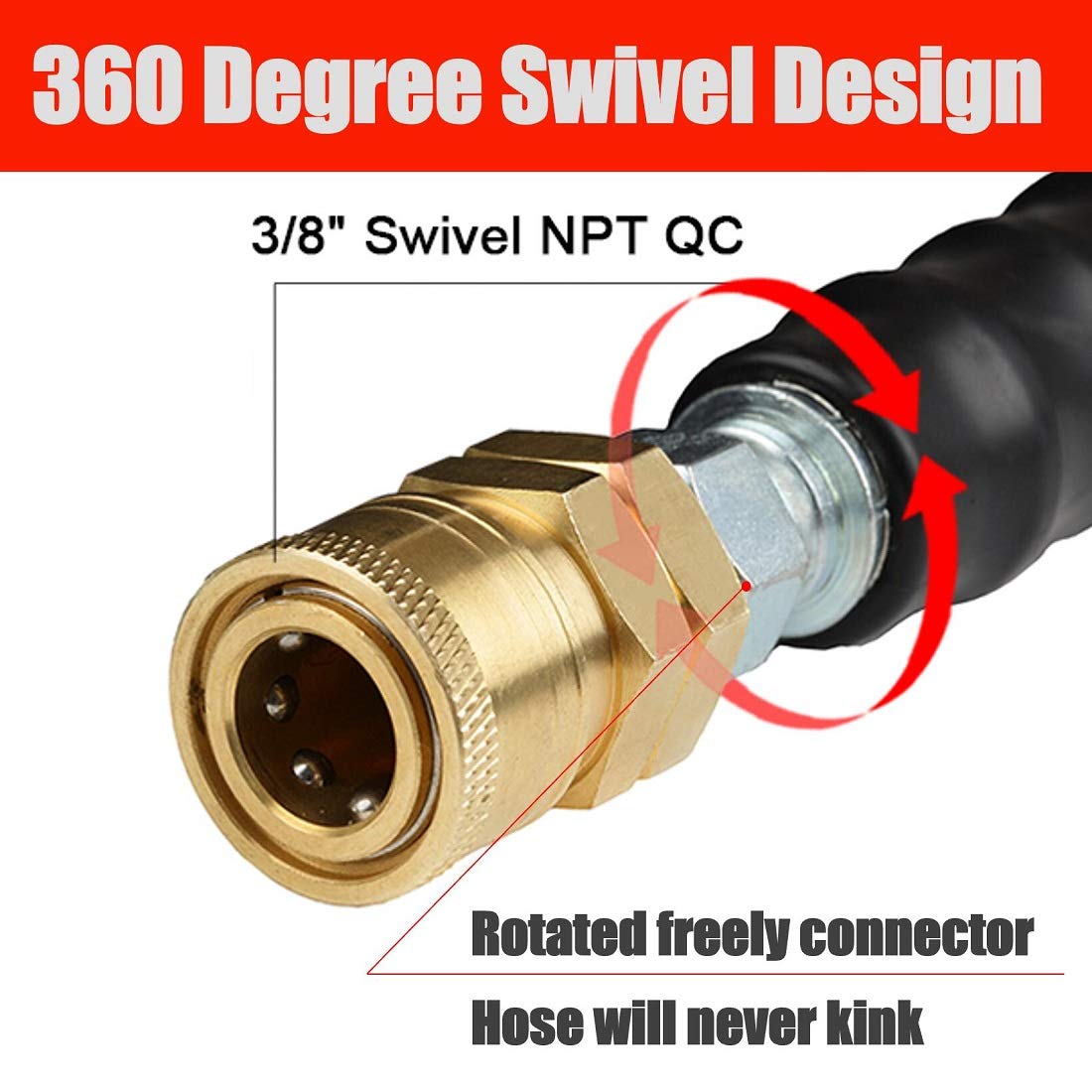 Buy YAMATIC 50 FT Pressure Washer Hose 3/8" Swivel Quick Connect For Cold & Hot Water Max 311°F