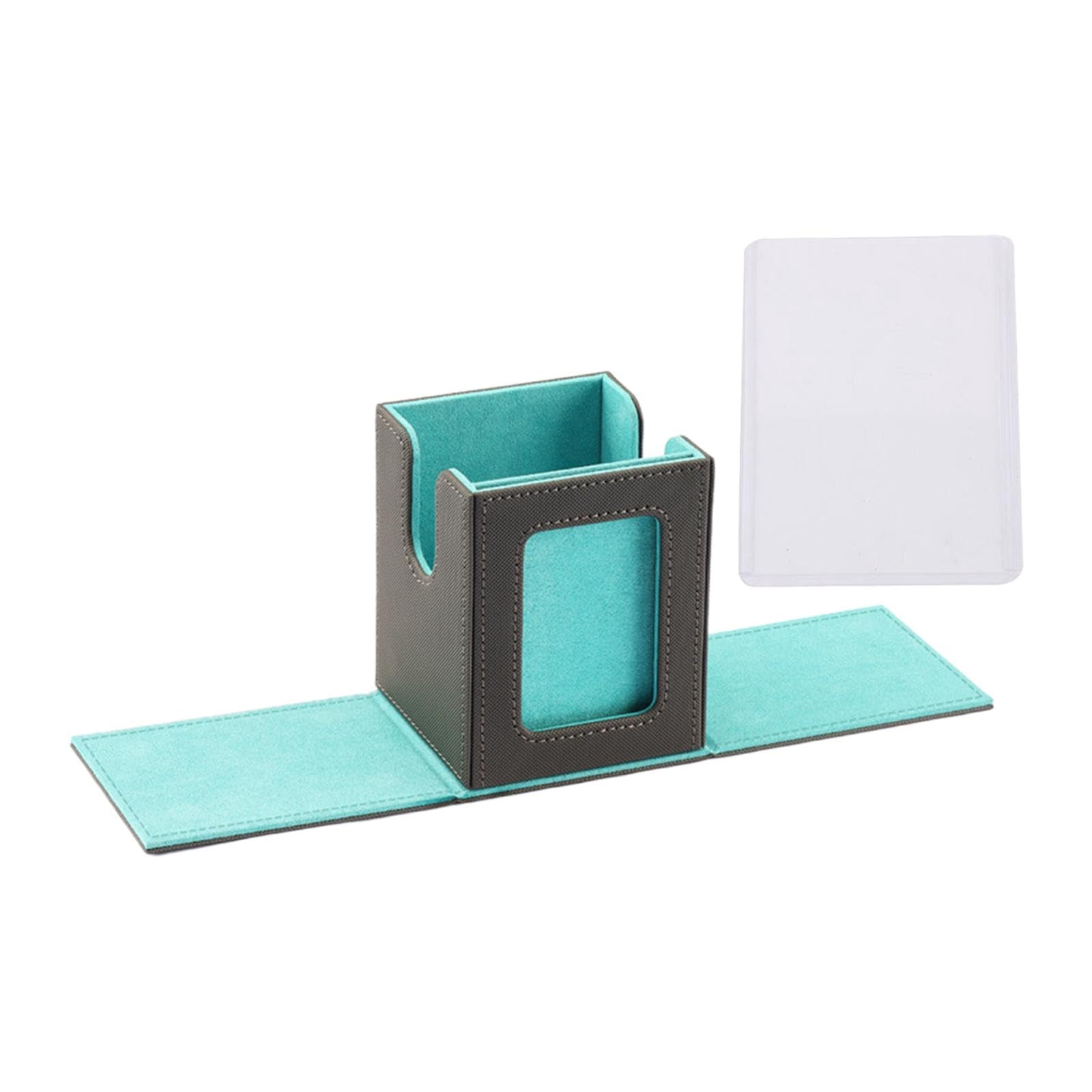 LOOM TREE® Trading Card Deck Box Display Sports Cards Gathering Card Toy TCG Decks Case Light Blue | 1 Card Storage Box 1 Card Holder | Material ~ Leather | Color ~ Blue