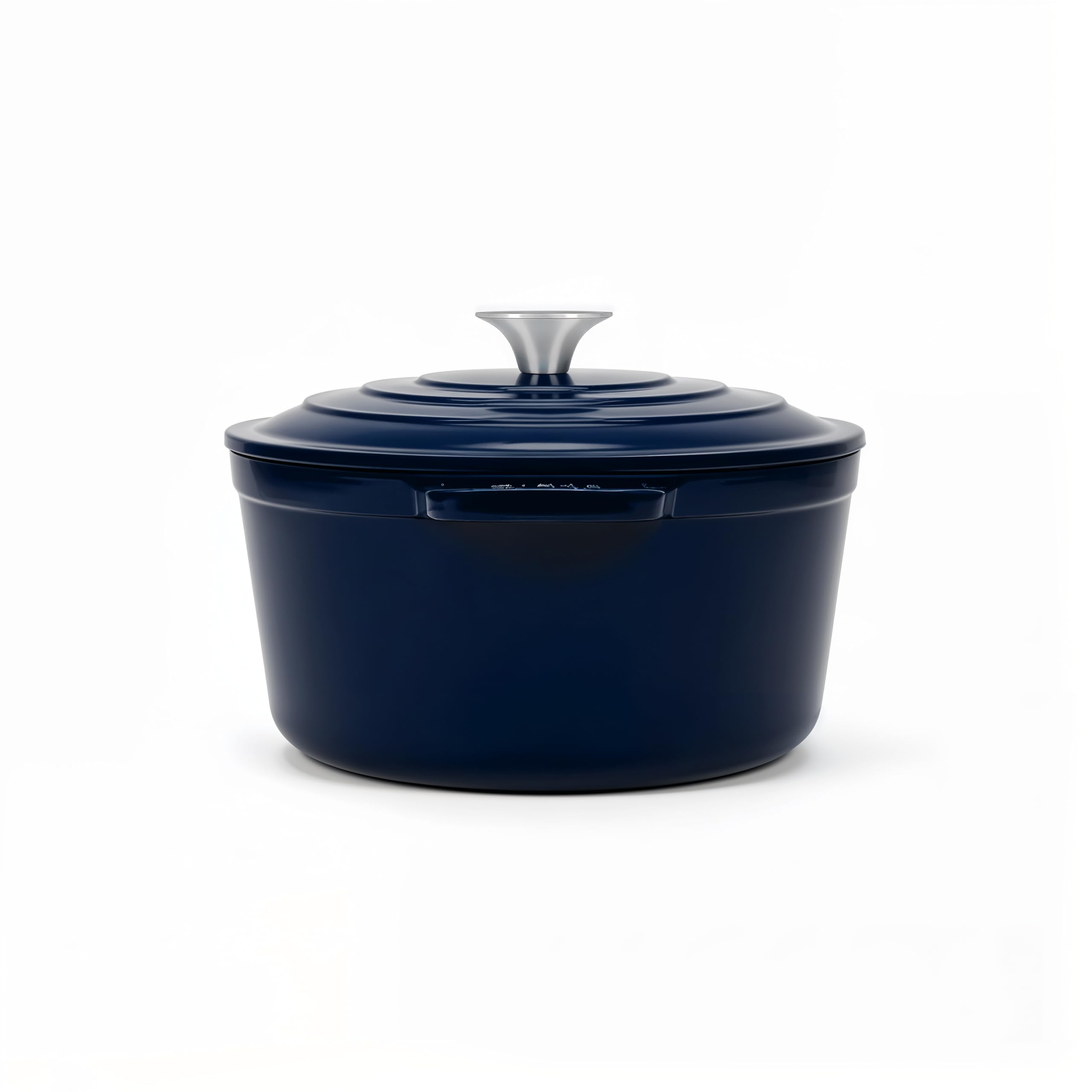 Cocotte Ronde en Fonte Émaillée 36 cm ALMA36, Capacité 7,7 L, Bleu Marine, Compatible Tous Feux, Induction, Gaz, Électrique, Grill, Four, Couvercle Fonte, Idéale pour Mijoter et Rôtir