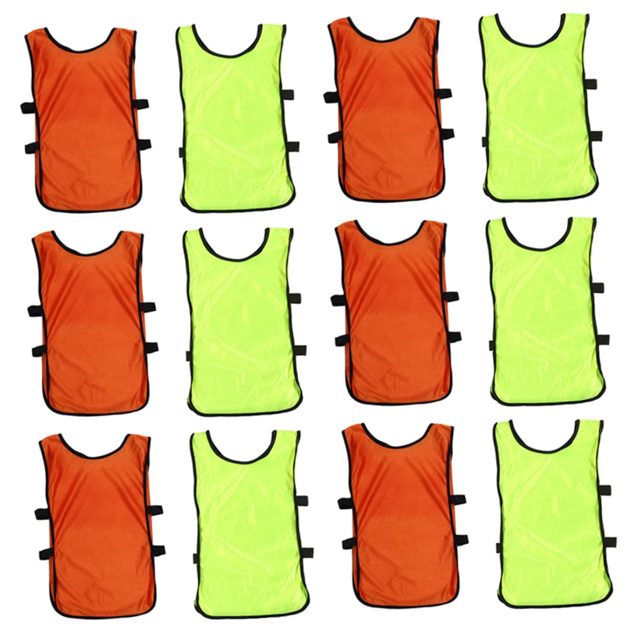 ibasenice 12pcs Lightweight Training Vests Breathable Open-side Pinnies for Soccer Basketball Team Sports Portable Comfortable Jerseys Fluorescent-image-39