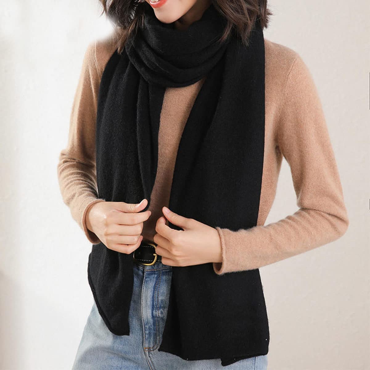 Bufanda de cachemir puro, chales de invierno grandes, suaves y cálidos, de color liso para mujer