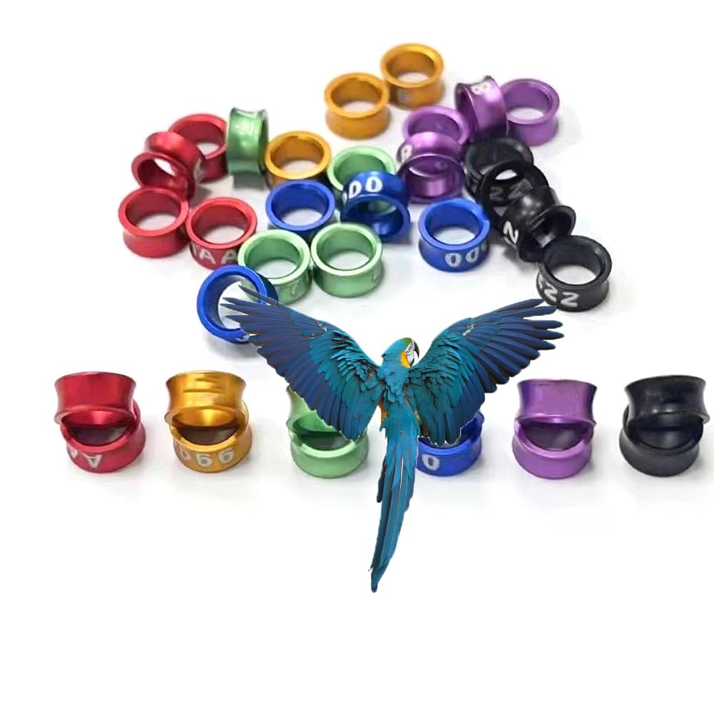 Bandas for Patas de Paloma de Aluminio numeradas, Bandas for Patas de Anillo Abierto for identificación de Aves y Aves(Mixed Colors4.7mm,200pc)