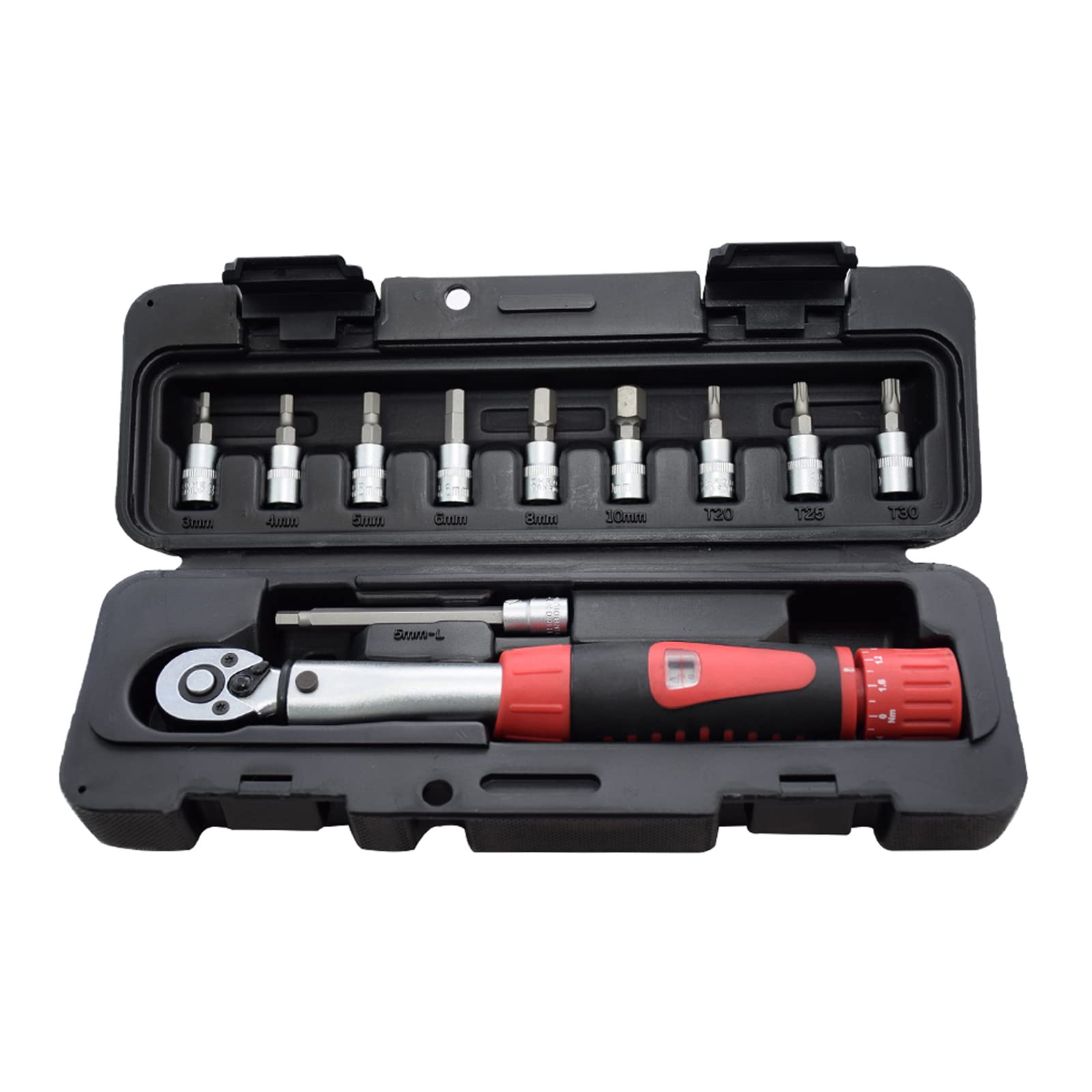 Geevorks Klucz dynamometryczny 1/4 "DR 2-24 Nm Zestaw kluczy dynamometrycznych Dokładność 4% Zestaw narzędzi naprawczych z 9-częściowymi bitami do rowerów i motocykli (2-24Nm)