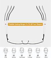 Vista 5 de K.LAVER Gafas de lectura multifocales progresivas, lentes de bloqueo de luz azul para hombres y mujeres, medio marco multifocal, lector multifoco