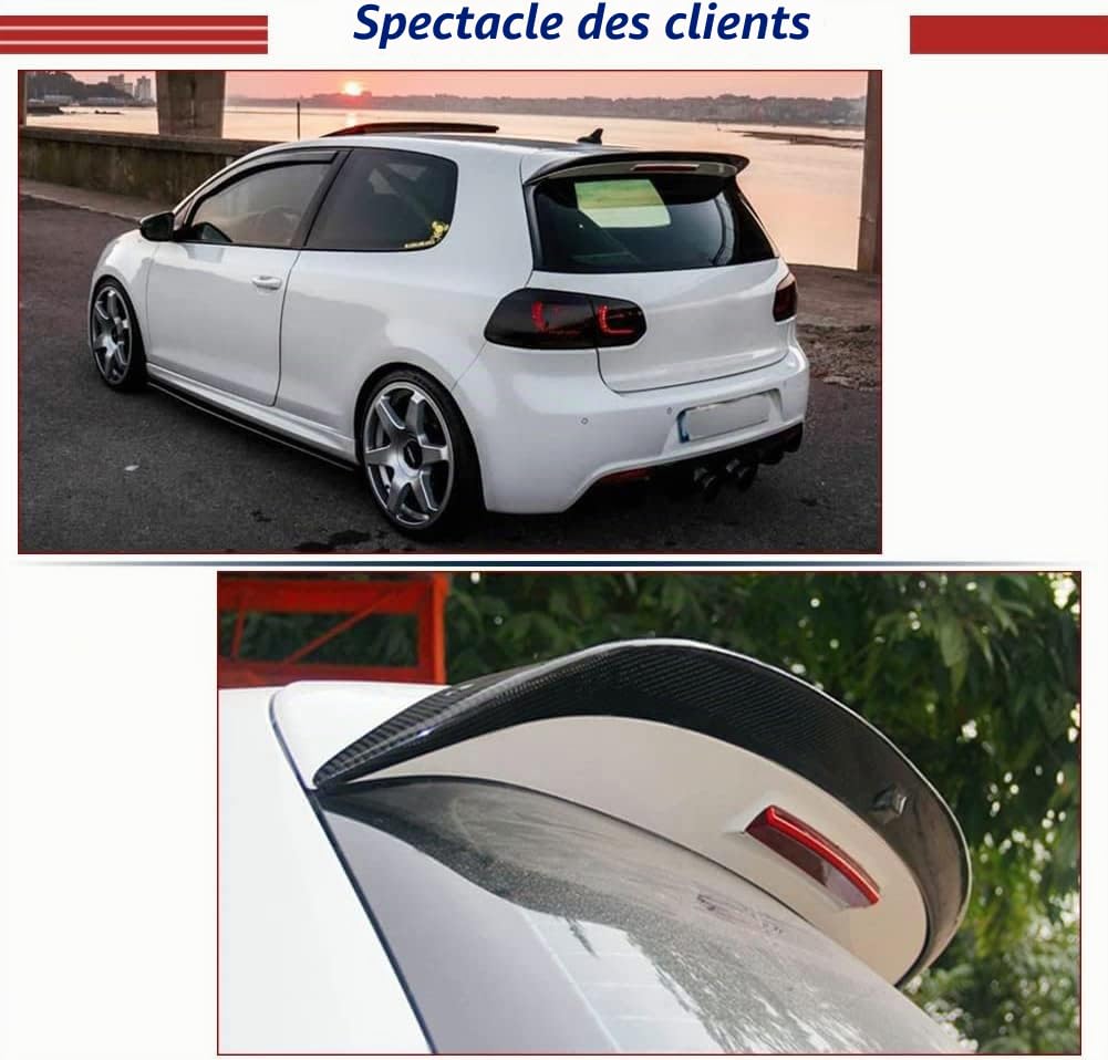 pour Volkswagen VW Golf 6 VI MK6 GTI et R20 2010-2013 Carbone Fibre Tuning Spoiler arrière Spoiler de Toit lèvre Spoiler arrière